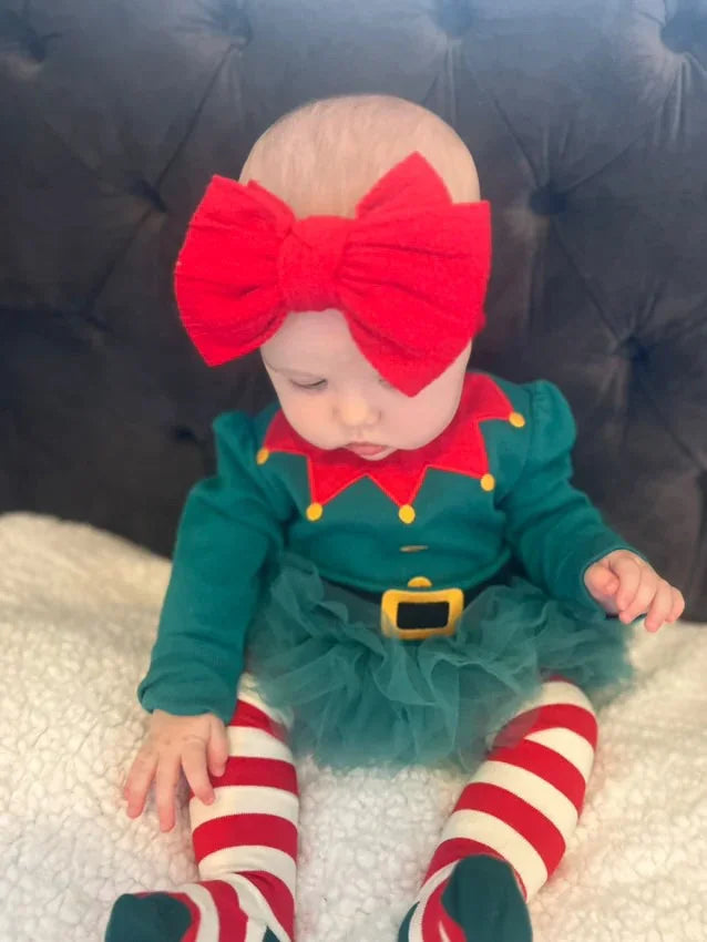 Berry Red Larger Bow Headband For Girls From Newborn to Age 3 - Image 6