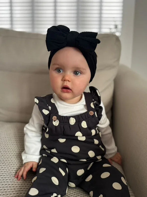 Black Larger Bow Headband Perfect For Newborns to Age 3 - Image 4