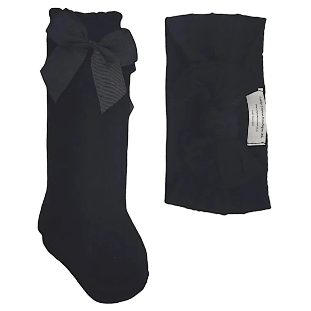 Black Smaller Headband & Knee High Socks Set For 6-24 Months - Image 1