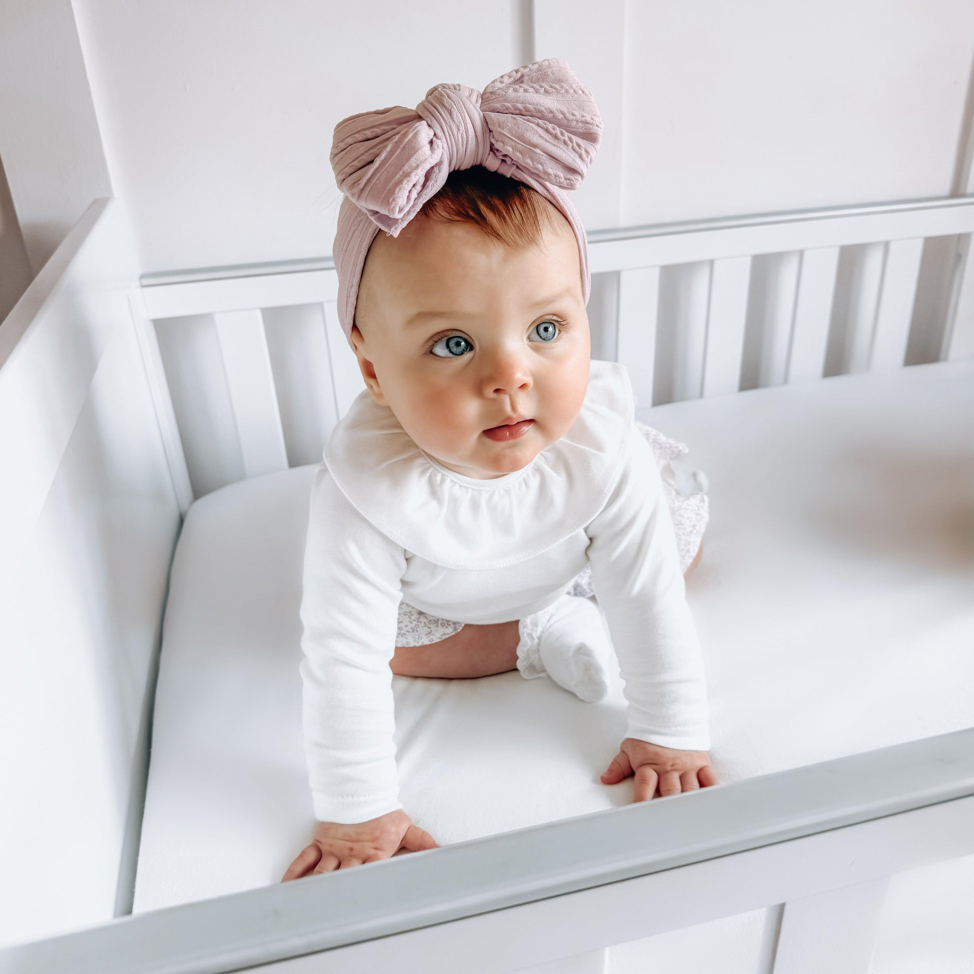 Blush pink larger bow Headband Designed For Baby Girls - Image 5