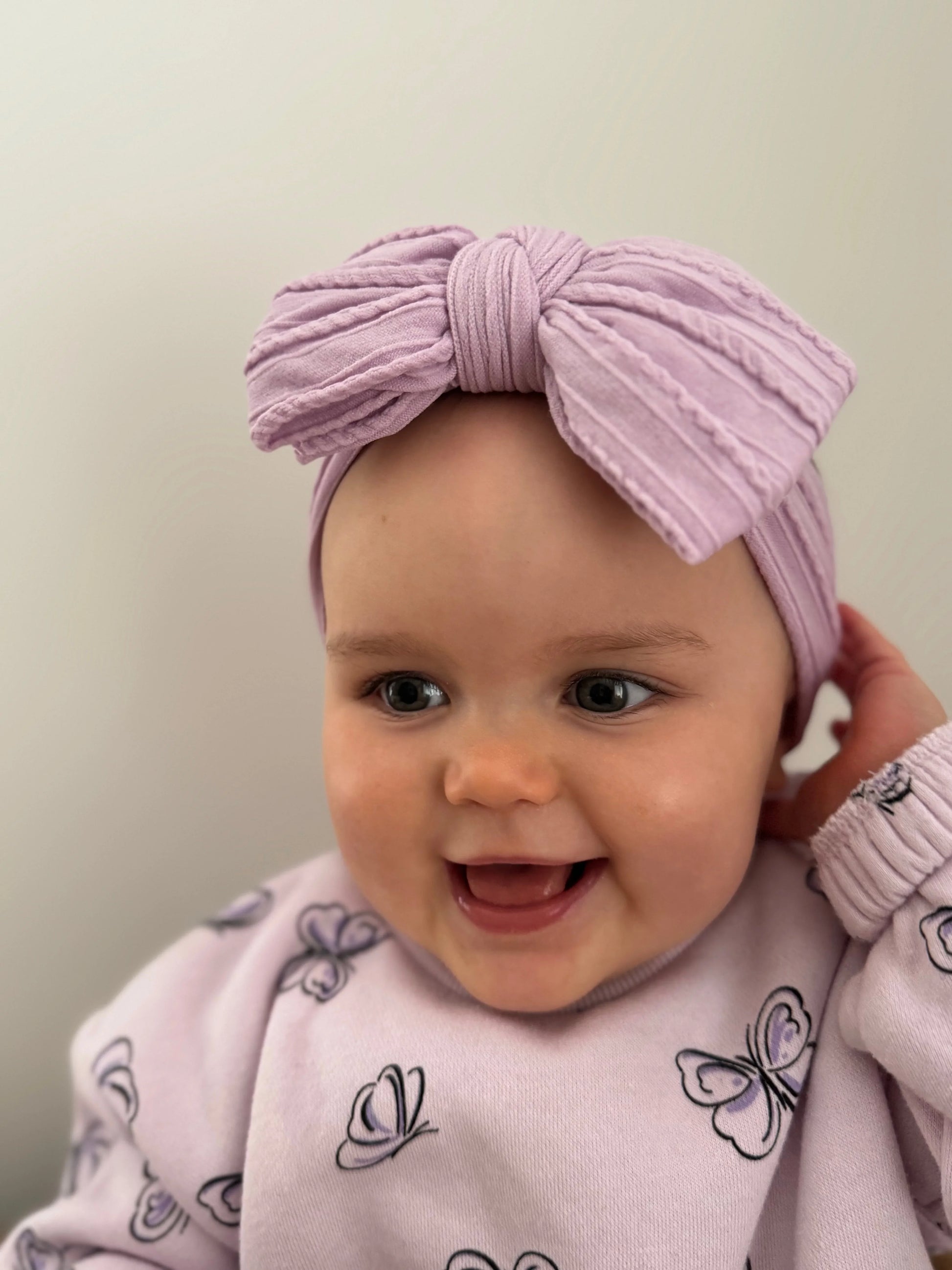 Bright lilac larger Bow Headband Made For Baby Girls - Image 4
