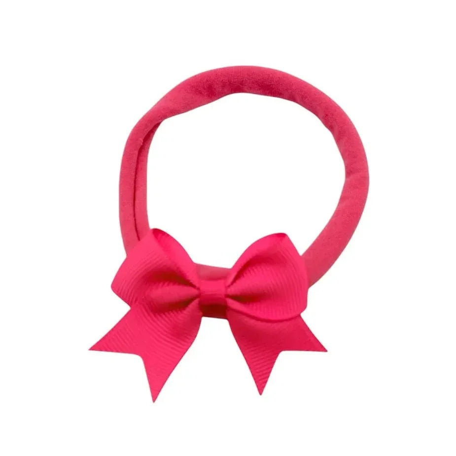 Bright Pink 2 inch Kiss Dainty Bow Headband For Baby Girls - Image 3