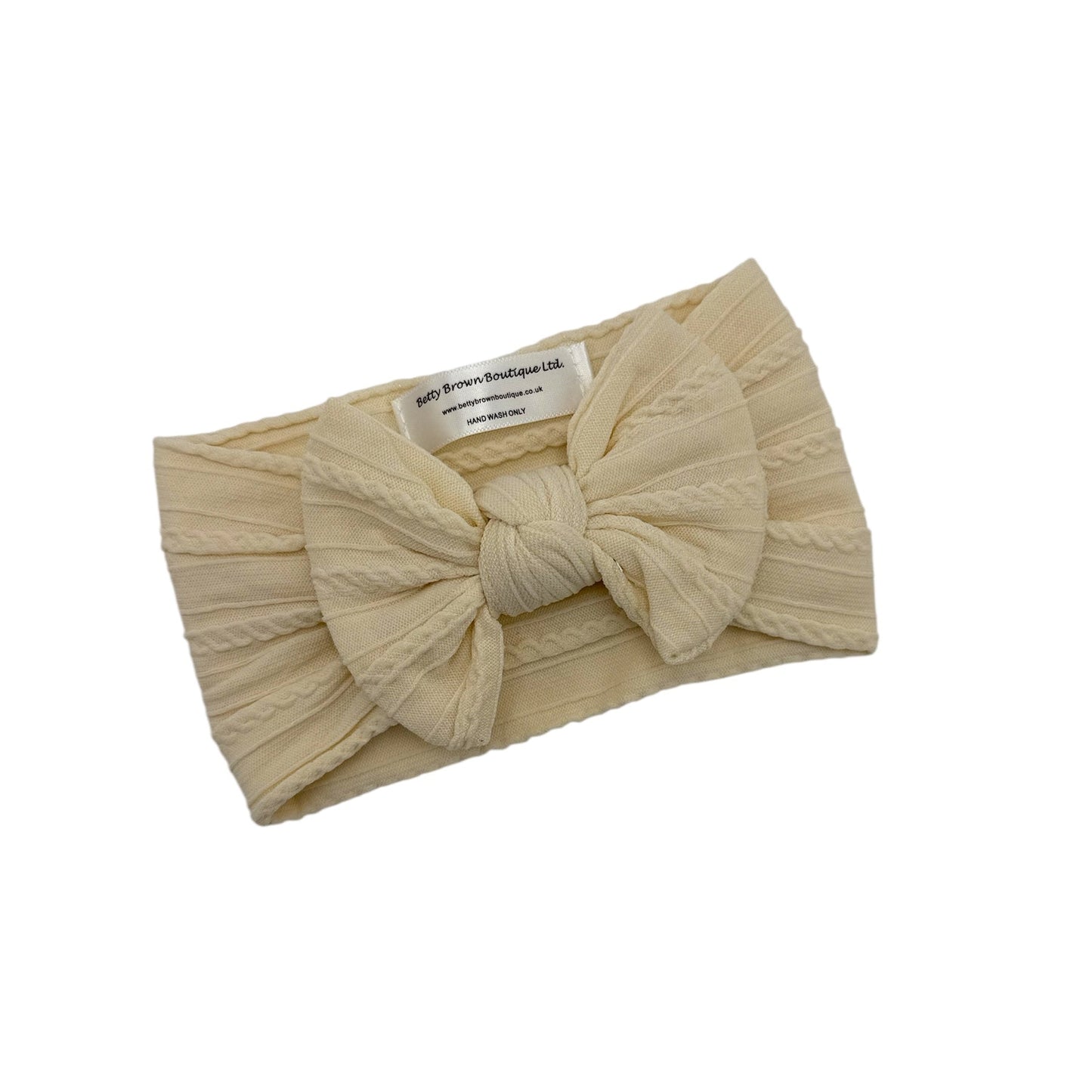 Buttermilk Beige Smaller Bow Headband For Babies From Newborn - Image 1