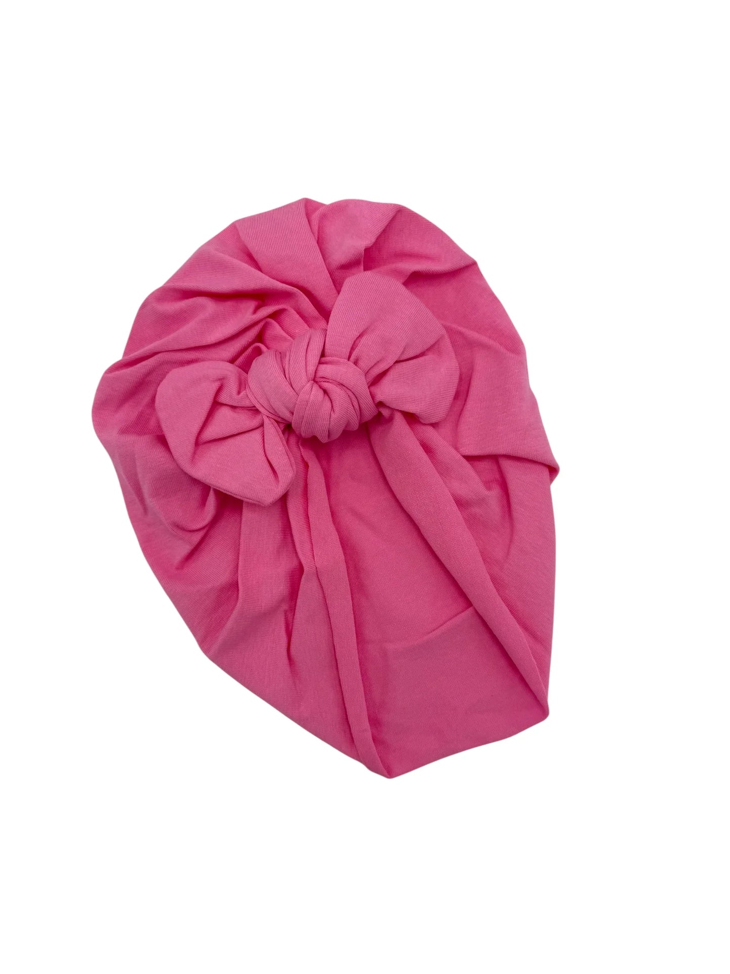 Candy Pink Turban Hat With Bow For Newborn Babies to 6 Month - Image 1