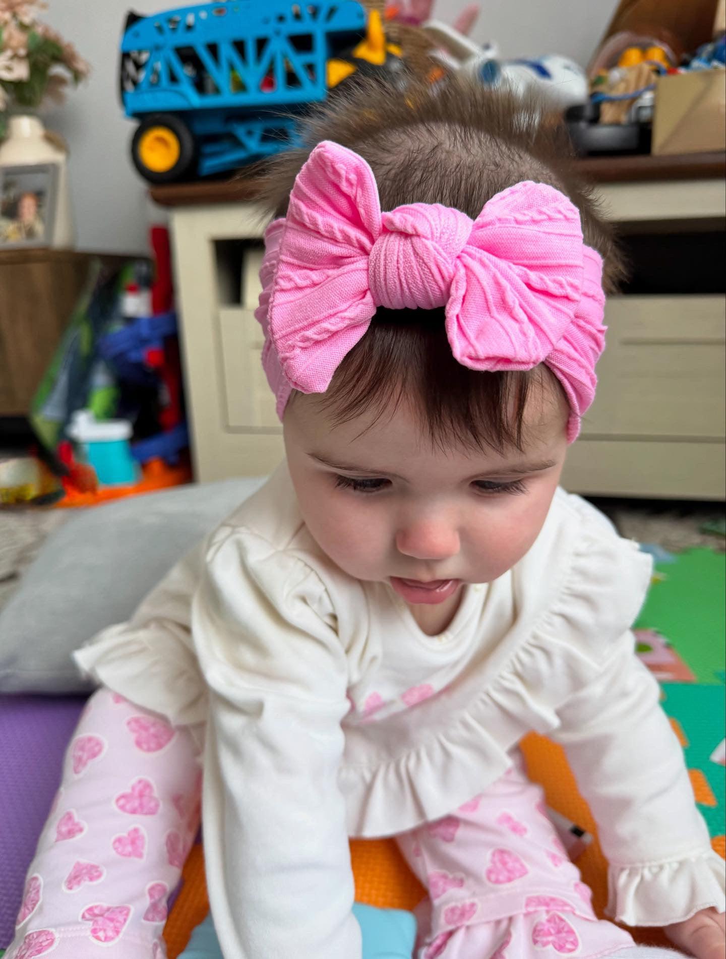 Candy Pink Smaller Bow Headband Perfect For Babies - Image 2