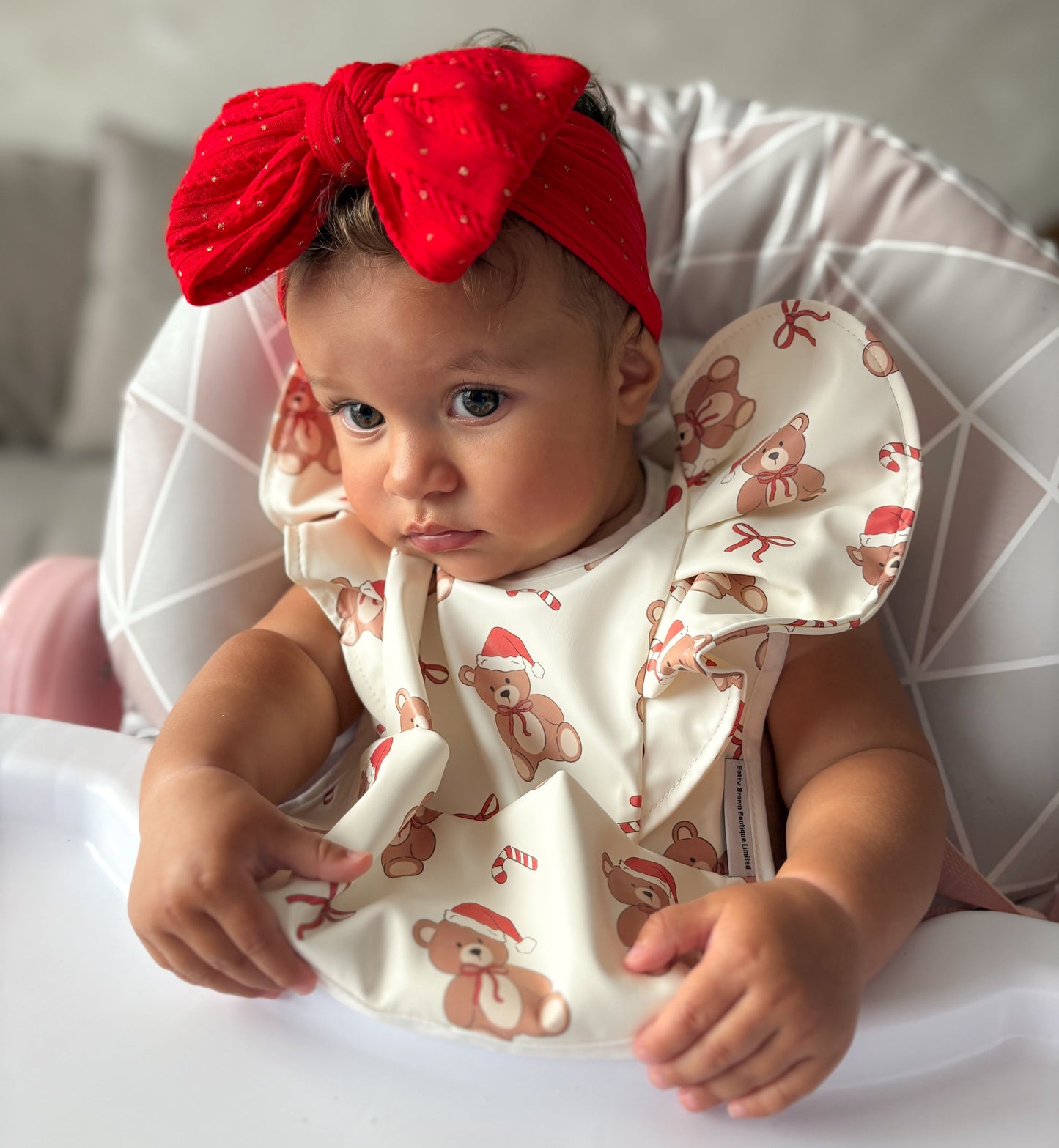 Christmas Teddy Bear Pattern Waterproof Bib For 6-18 Months - Image 5