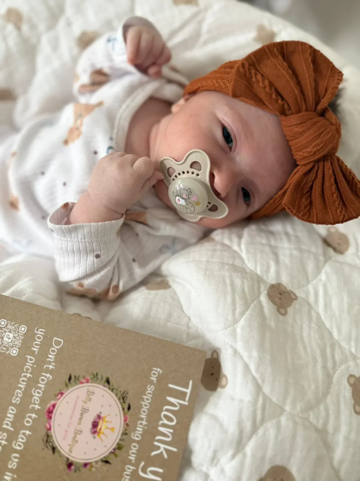 Cinnamon Smaller Bow Headband For Babies to 3 years Old - Image 4