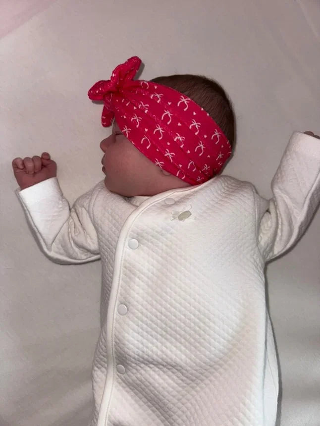 Christmas Cranberry Red Bow Smaller Bow Headband For Babies - Image 4