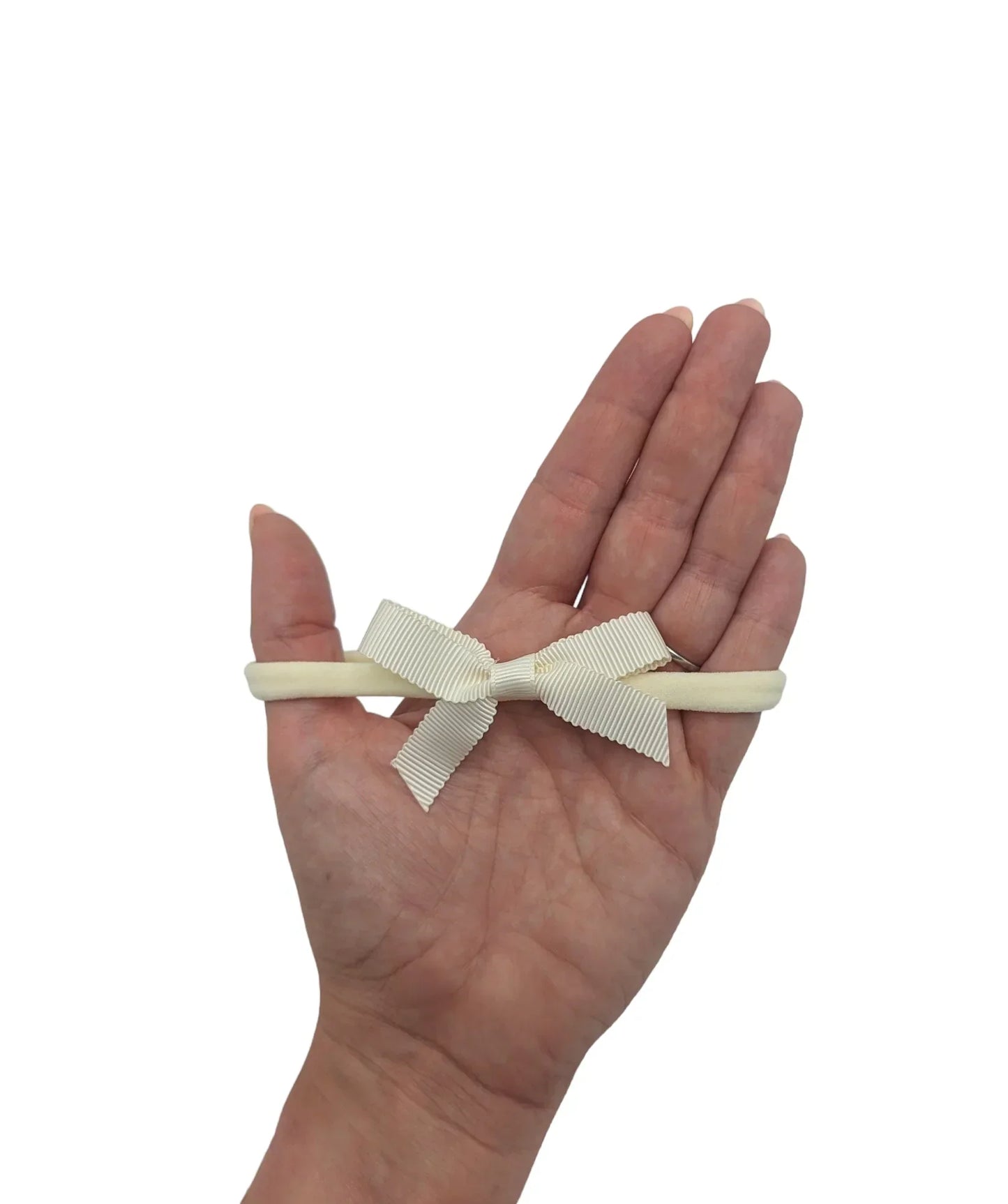 Cream 2.5 inch Dainty Bow Headband For Baby Girls - Image 5