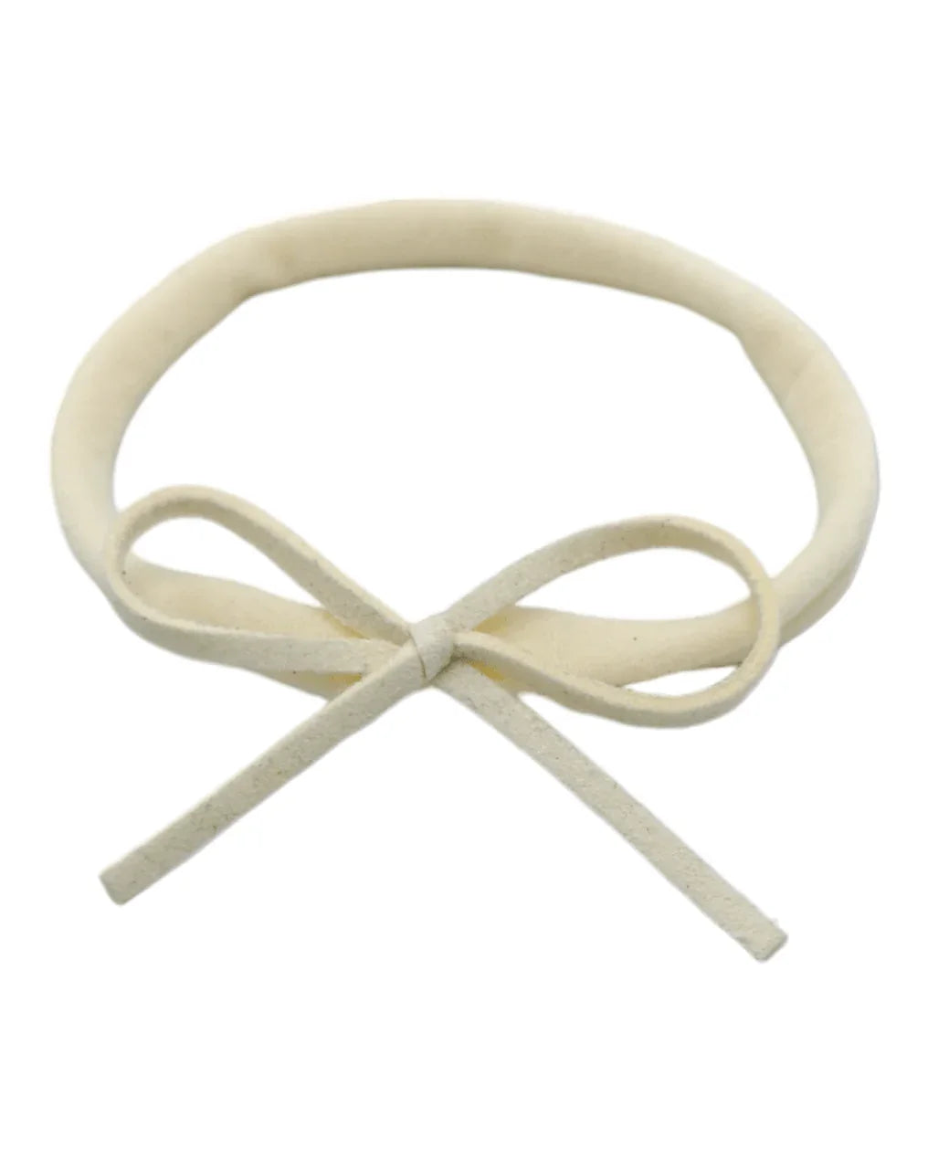 Cream Mini Cord Bow On Headband For Babies From Newborn - Image 1