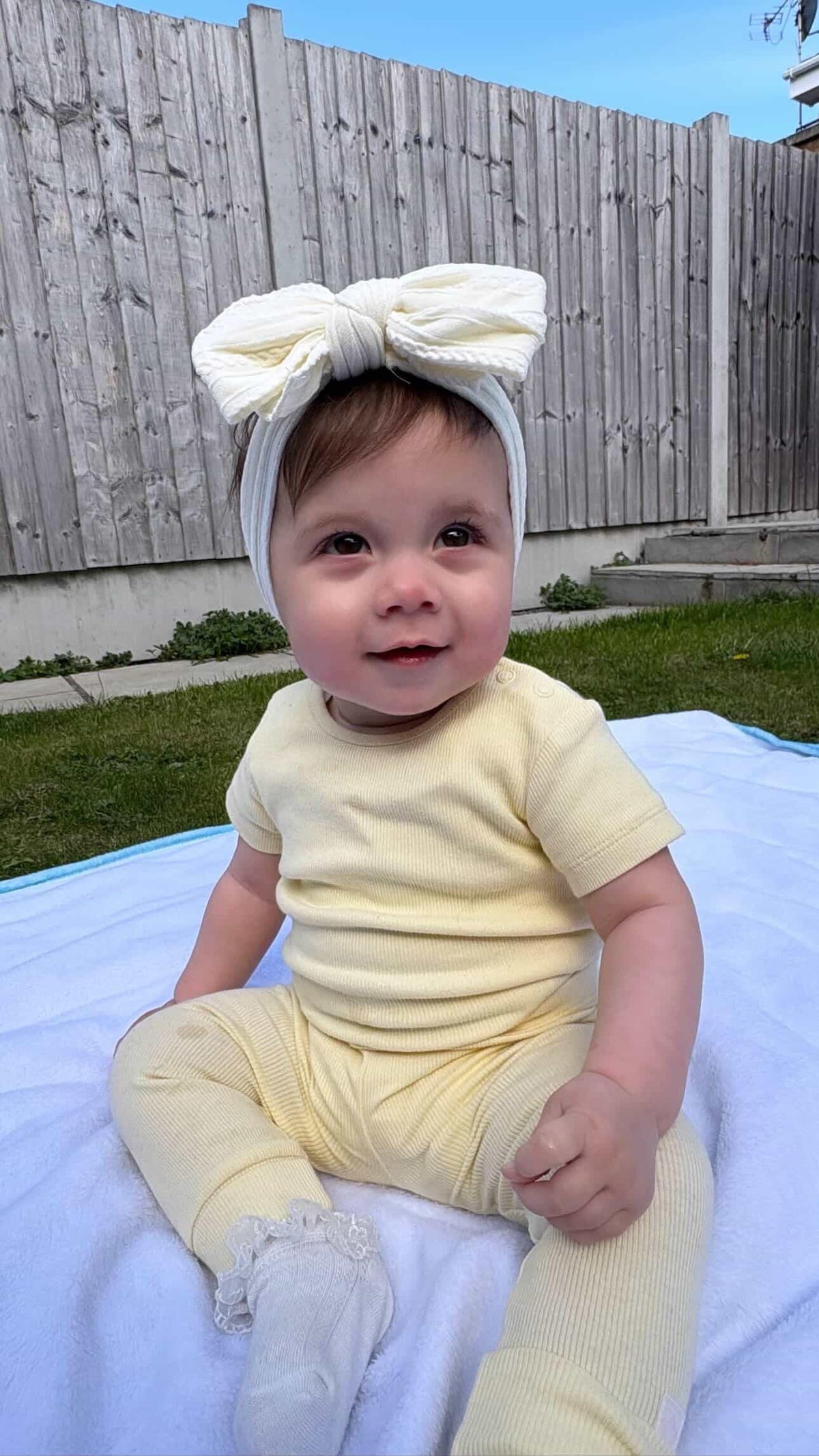 Custard Yellow Larger Bow Headband For Newborn to Age 3 - Image 5