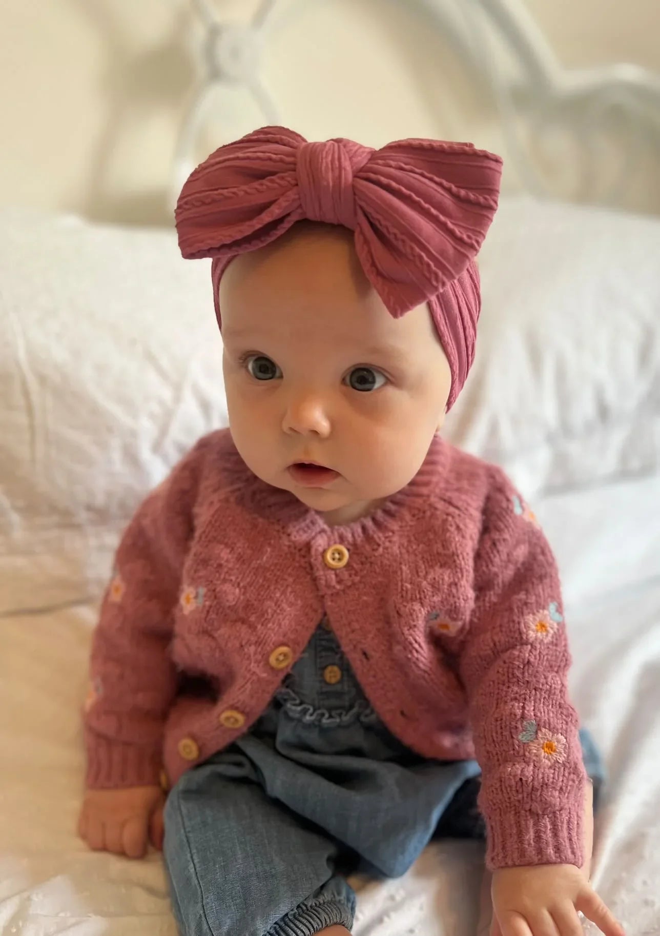 Dark Berry Larger Bow Headband Perfect For Girls From Newborn - Image 6