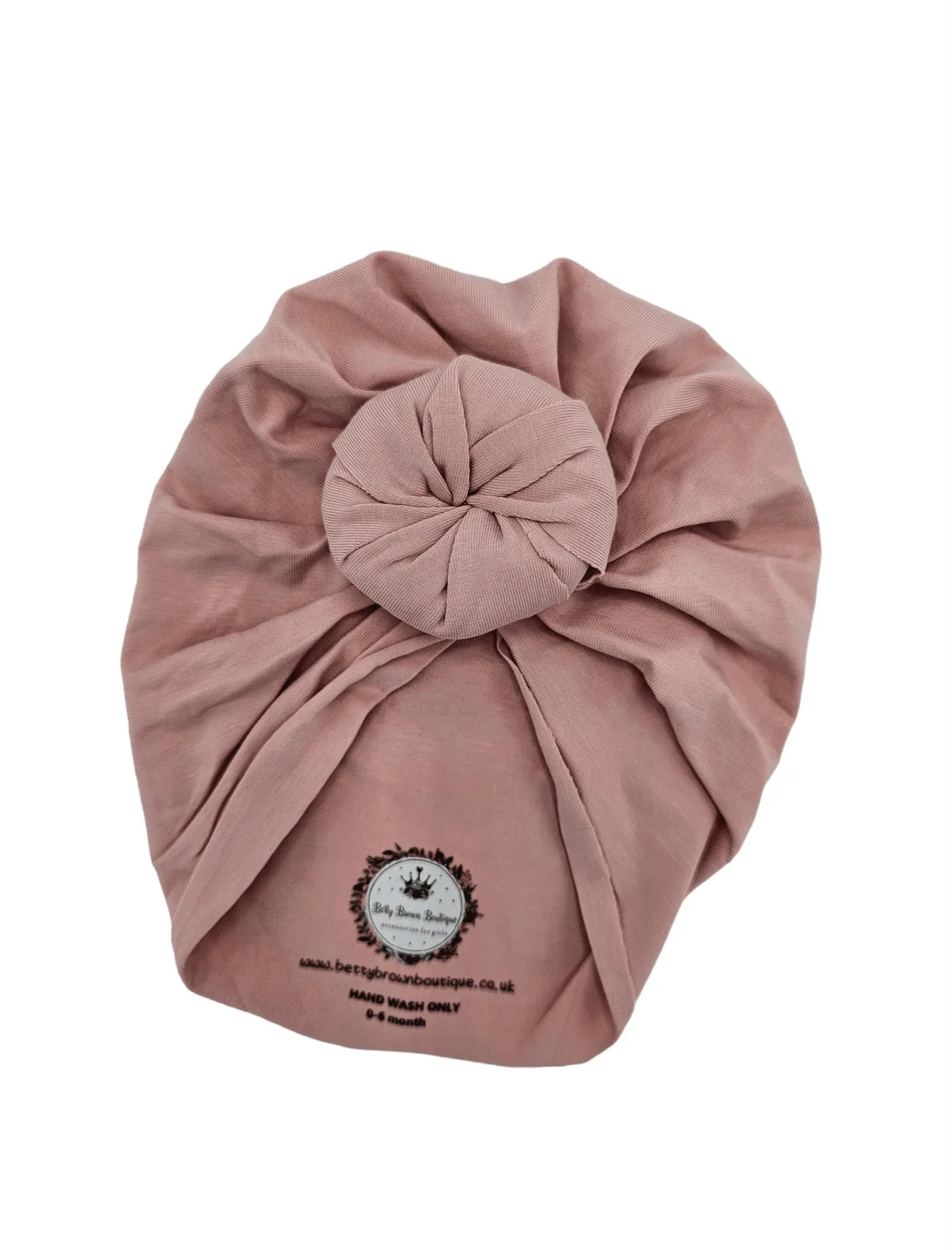 Dusty Pink Turban Hat with Donut For Newborns to 6 Months Old - Image 2