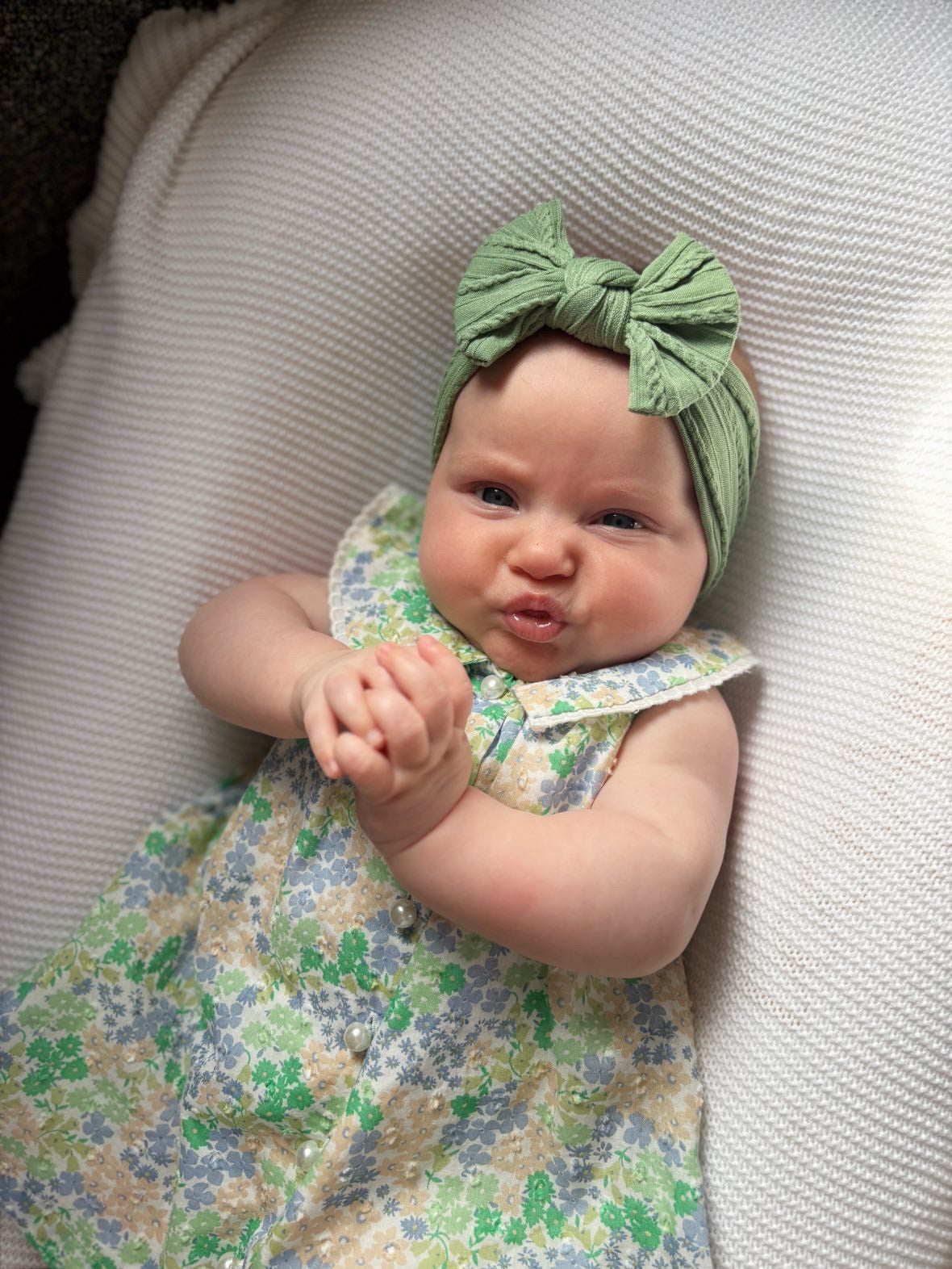 Fern Green Smaller Bow Headband For Babies From Newborn - Image 5
