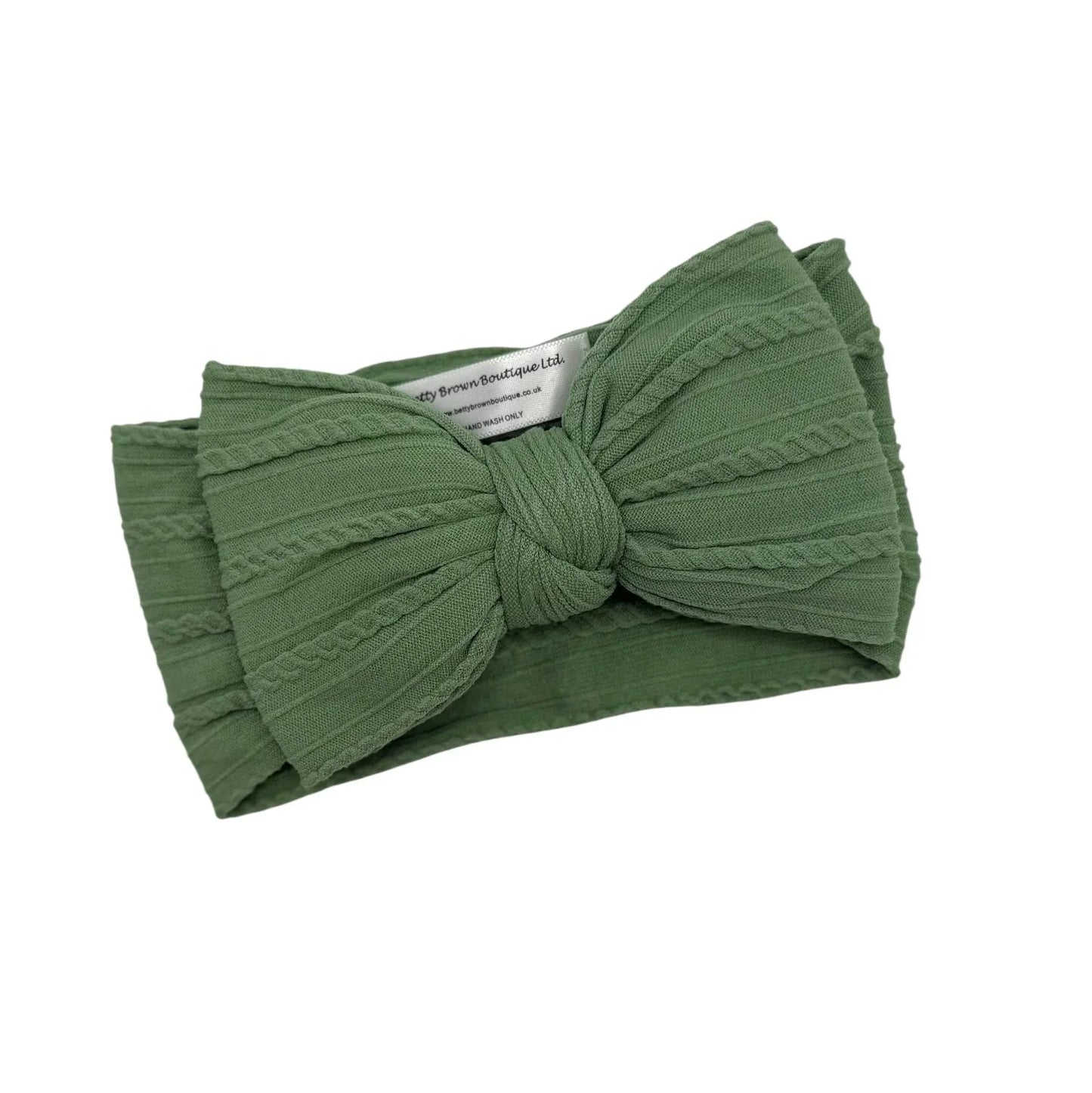 Fern Green Larger Bow Headband For Newborn Babies to Age 3 - Image 1