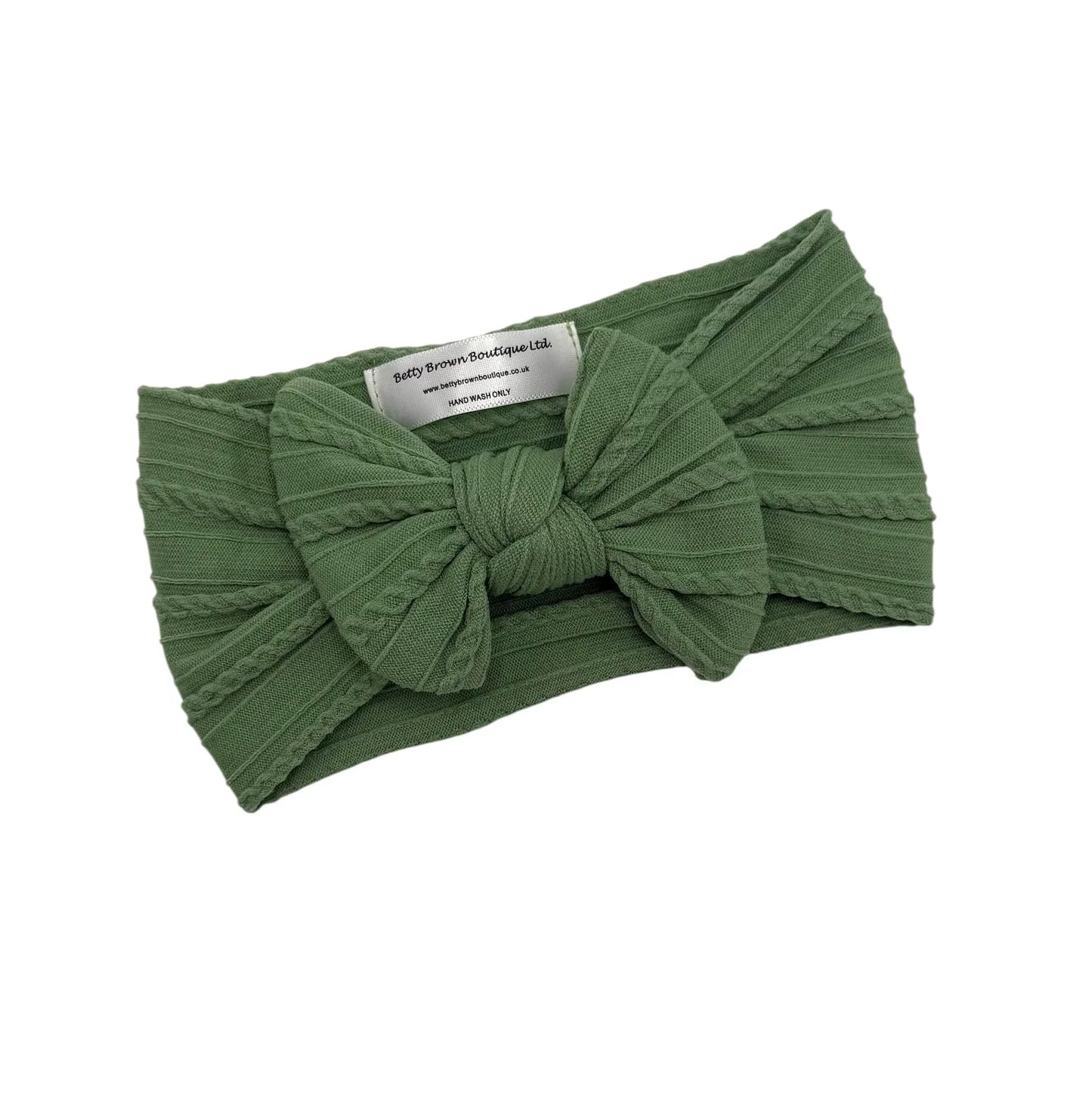 Fern Green Smaller Bow Headband For Babies From Newborn - Image 1