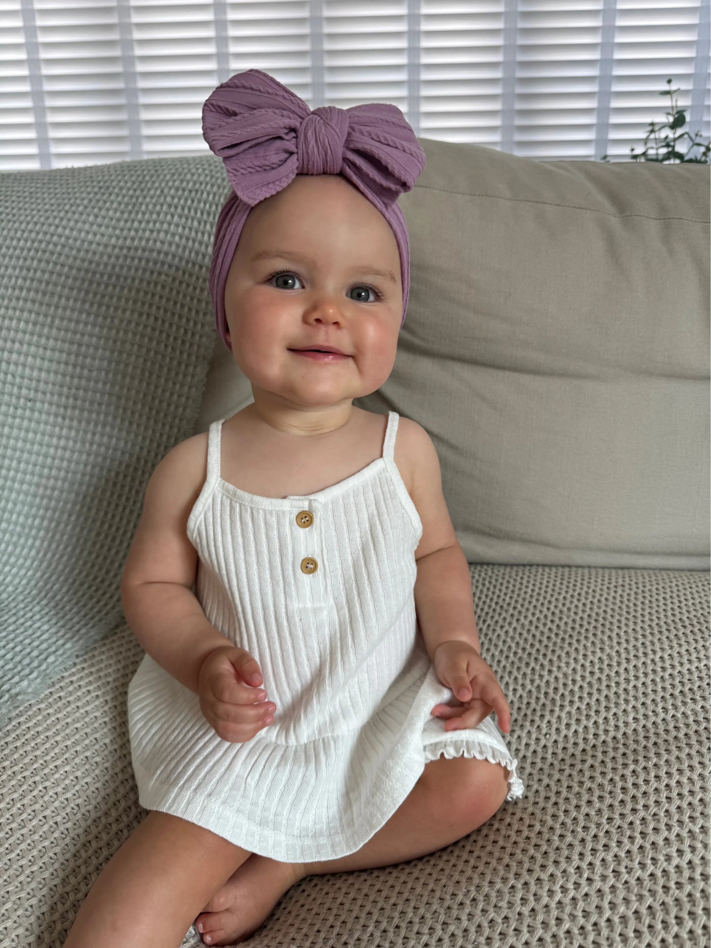 Lavender Larger Bow Headband Suitable For Newborns to Age 3 - Image 6