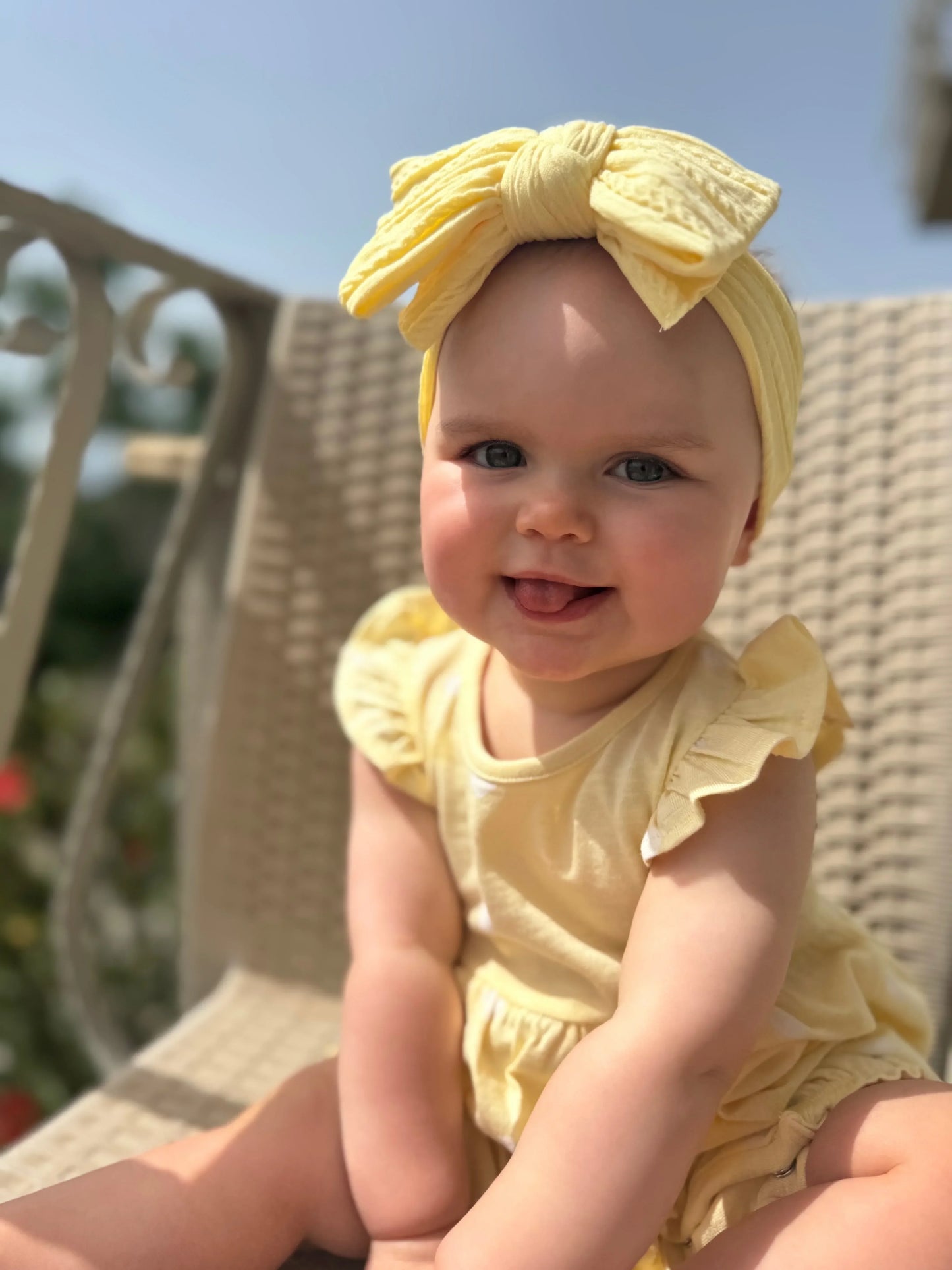 Lemon Larger Bow Headband For Babies From Newborn - Image 6