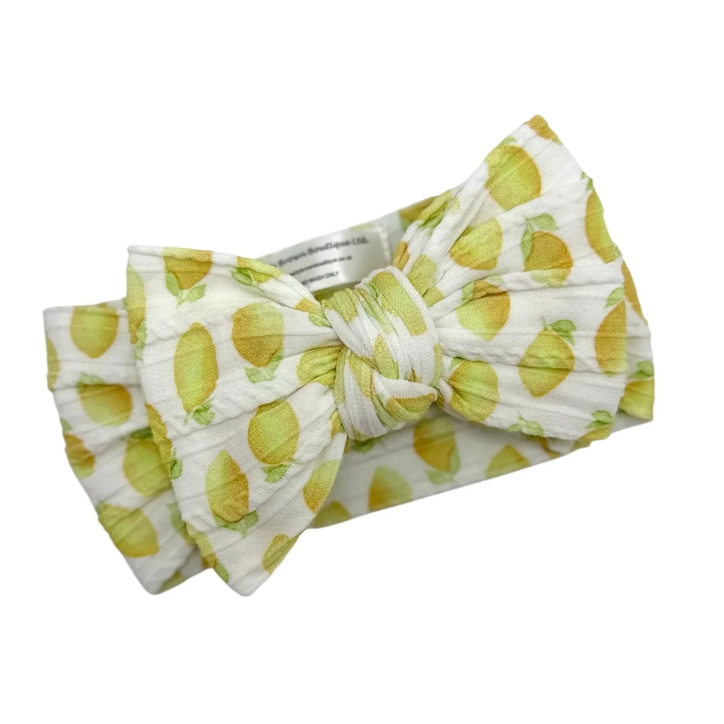 Lemon Print Larger Bow Headband For Babies From Newborn - Image 1