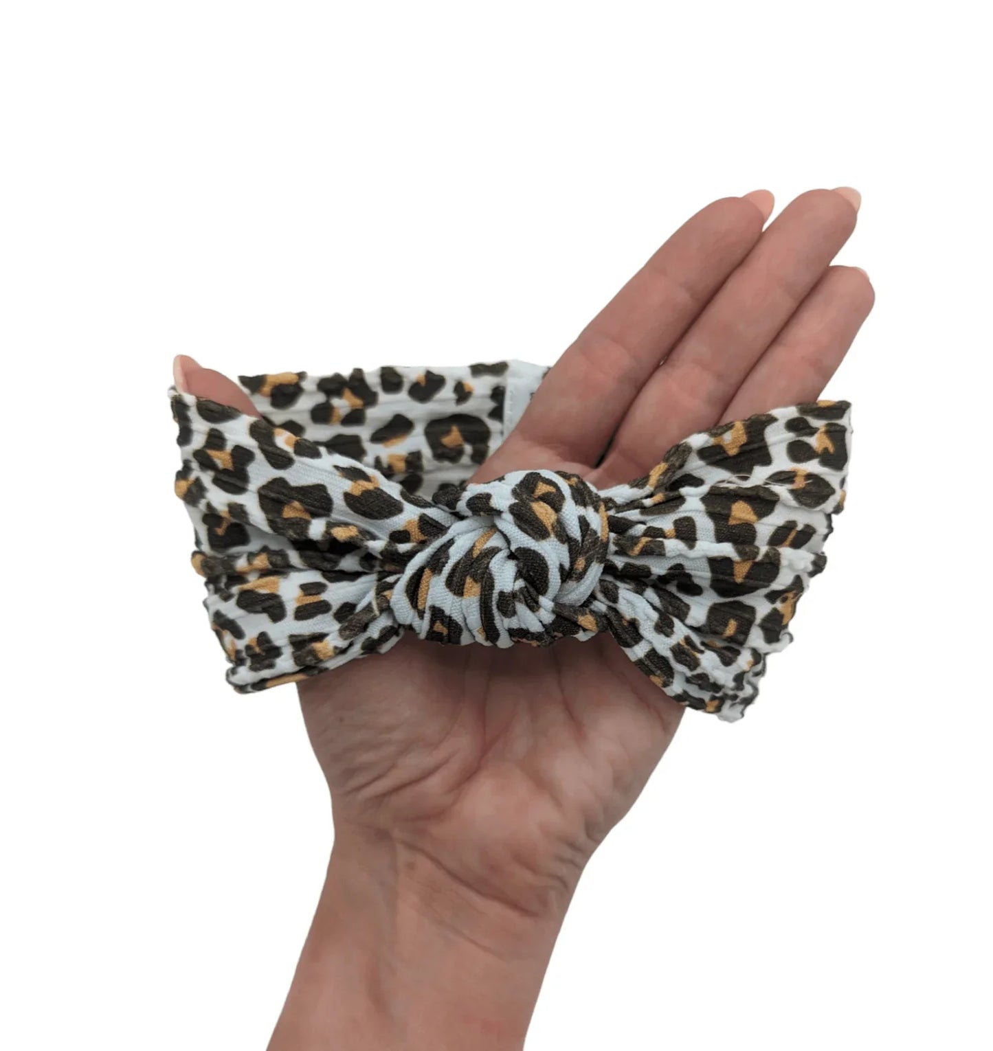 Larger Leopard Knot Headband Designed For Newborns to Age 3 - Image 1