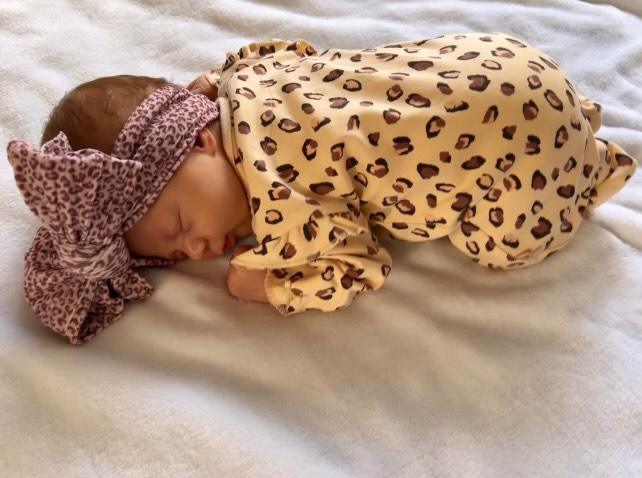 Leopard Print Larger Bow Headband For Newborns to Age 3 - Image 4