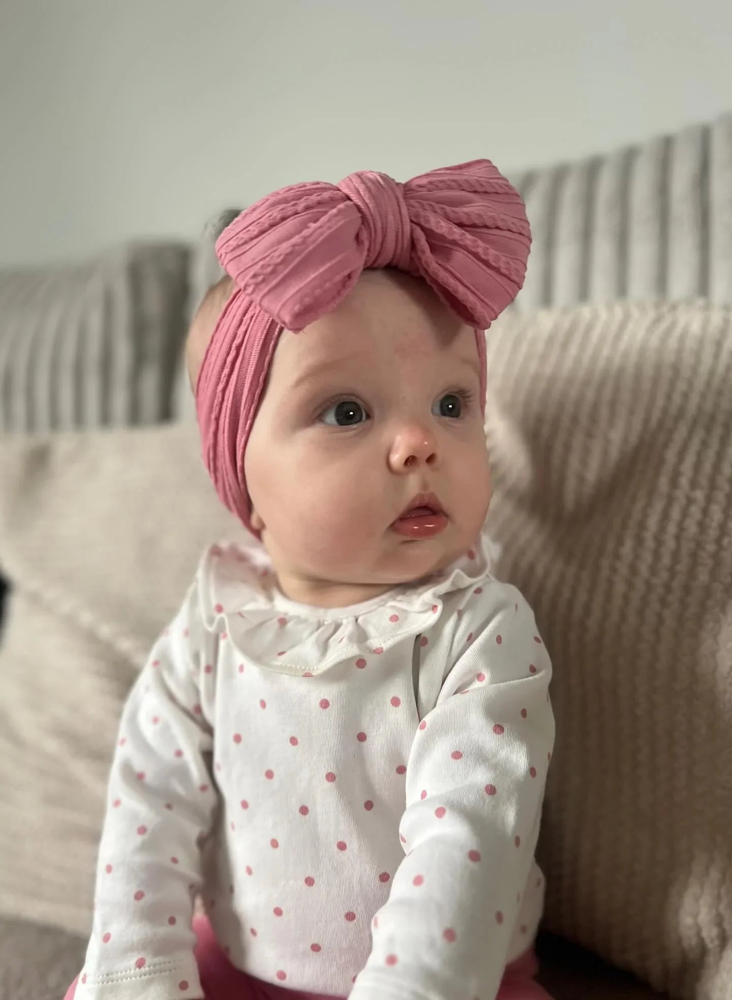 Light Berry Larger Bow Headband Suitable For Newborn Babies - Image 5