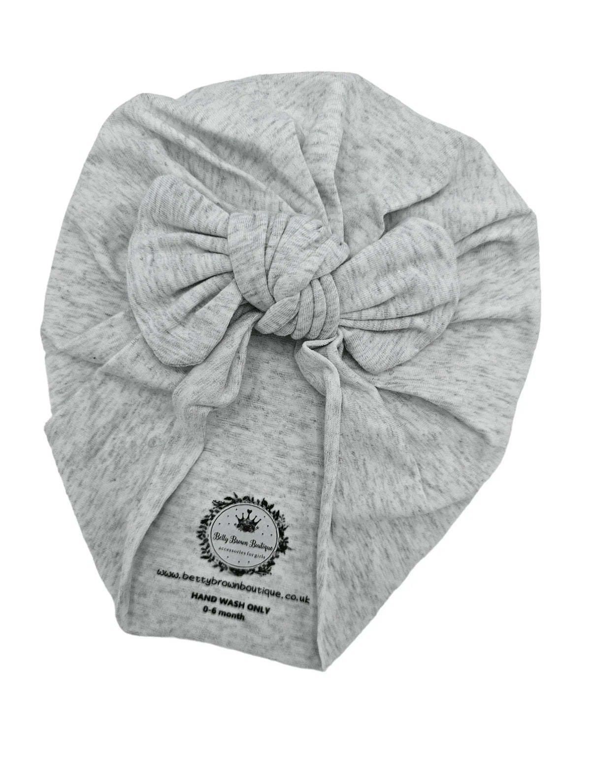 Light Grey Turban hat With Bow From Newborn to 6 Months - Image 2