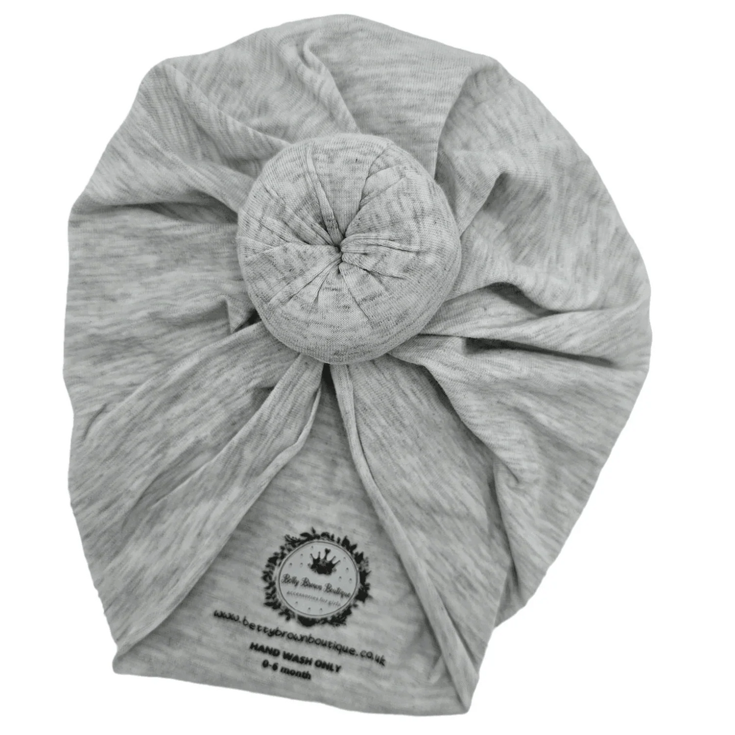 Light Grey Turban Hat with Donut For Newborns to 6 Months Old - Image 2