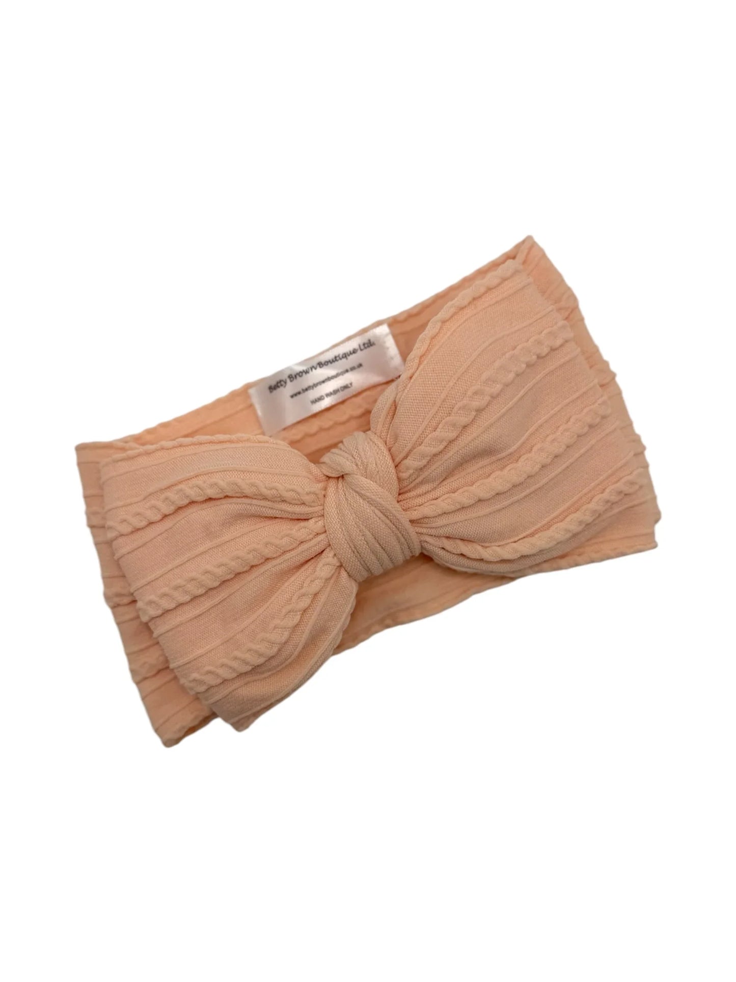 Light Peach Larger Bow Headband Perfect For Newborn to Age 3 - Image 1