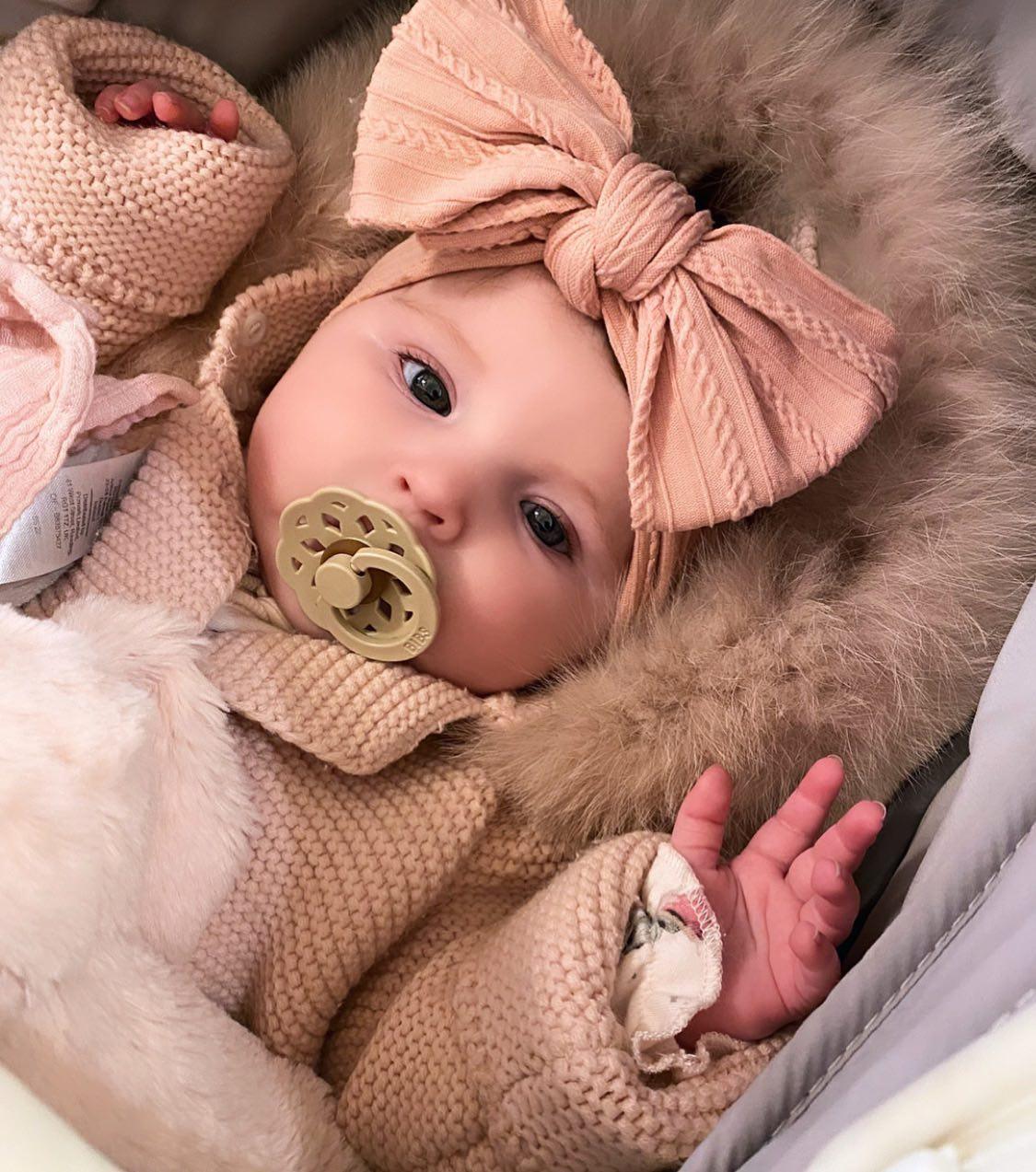 Lighter Dusty Pink Larger Bow Headband For Baby Girls - Image 5
