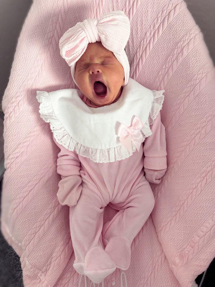 Marshmallow Pink Larger Bow Headband For Newborns to Age 3 - Image 2