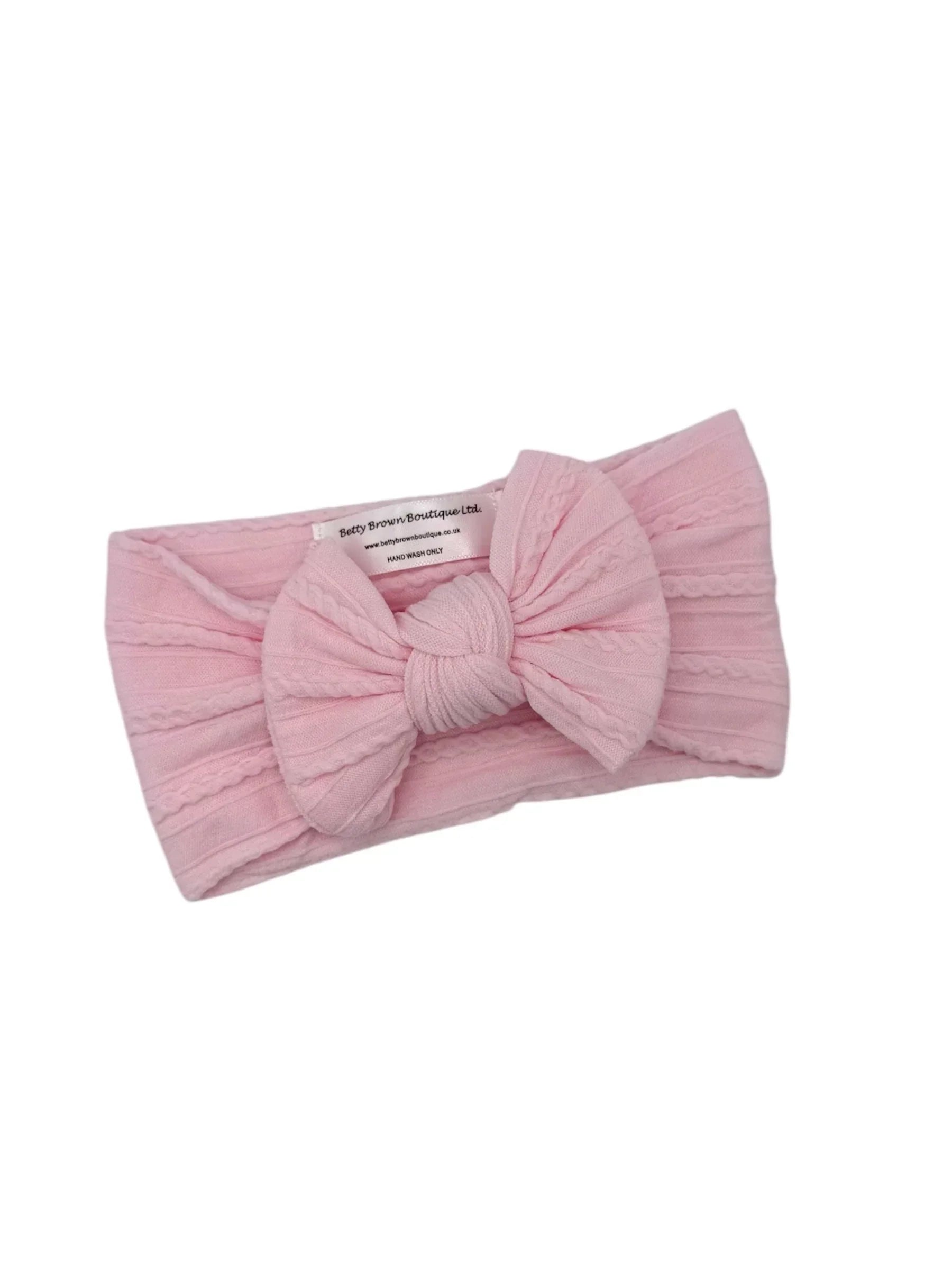 Marshmallow Pink Smaller Bow Headband For Newborns to Age 3 - Image 3
