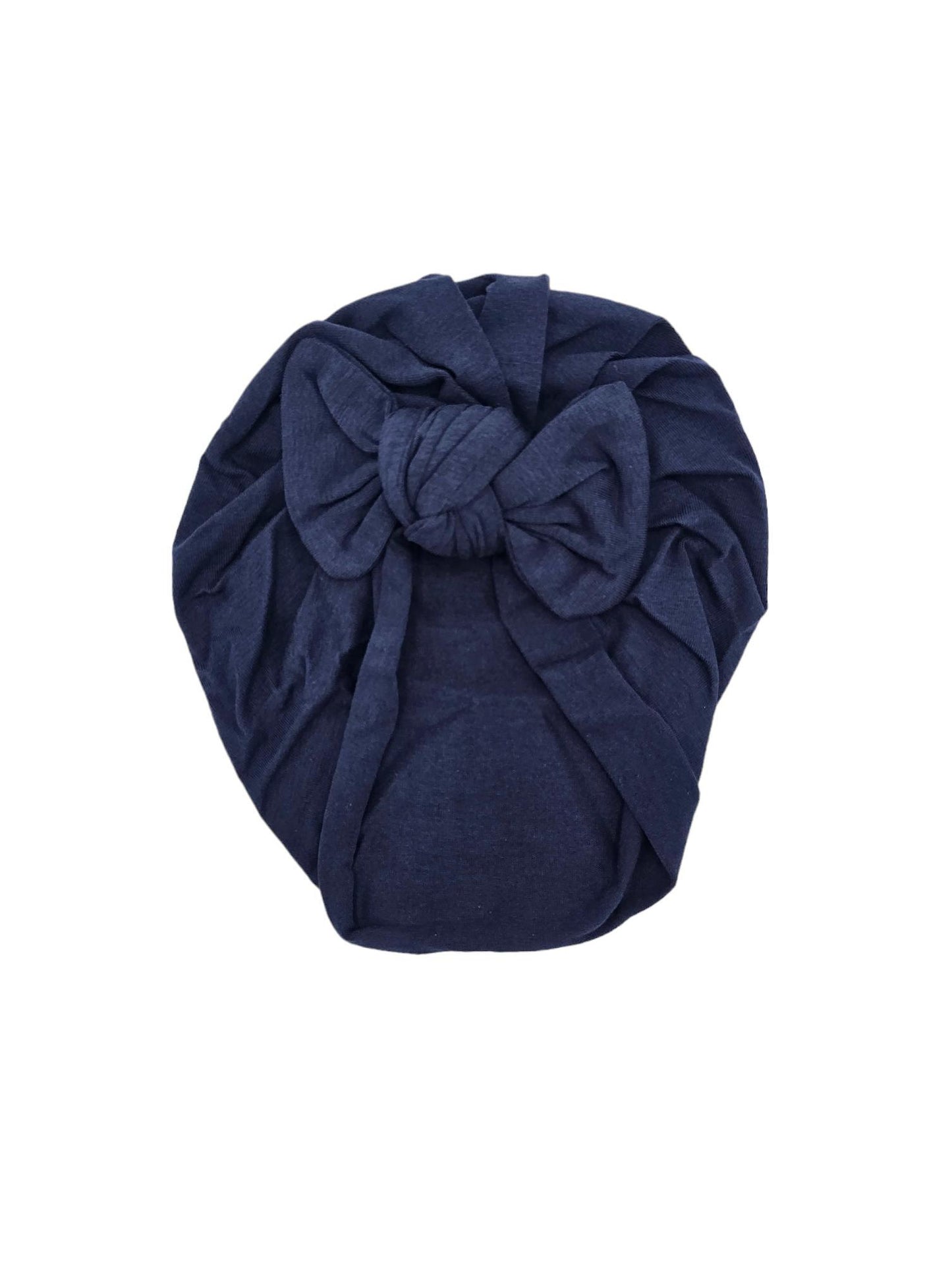 Navy Blue Turban Hat With Bow For Newborn Babies to 6 Months - Image 1