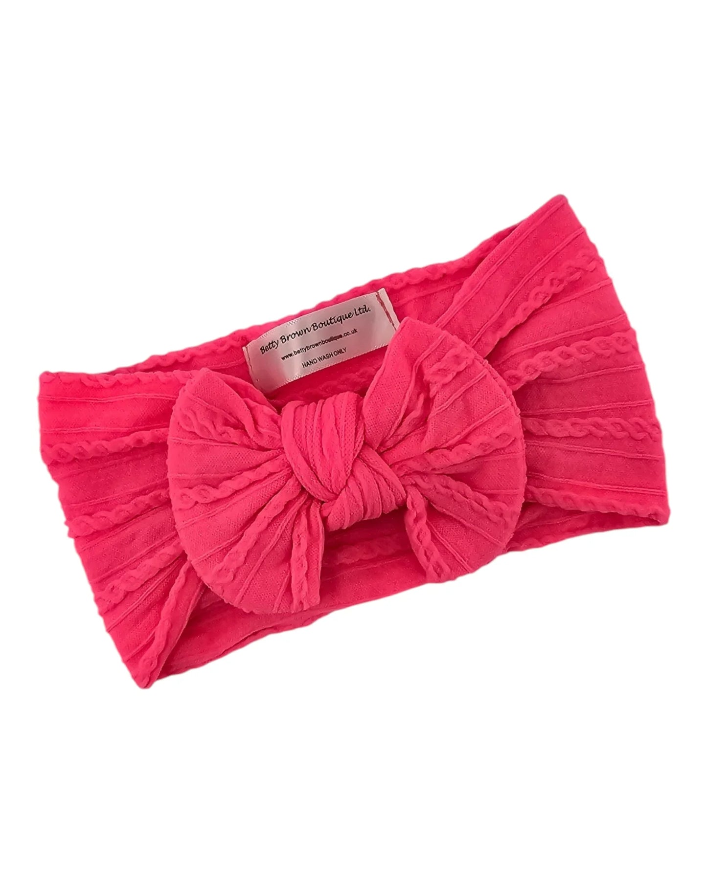 Neon Pink Smaller Bow Headband For Babies From Newborn - Image 2