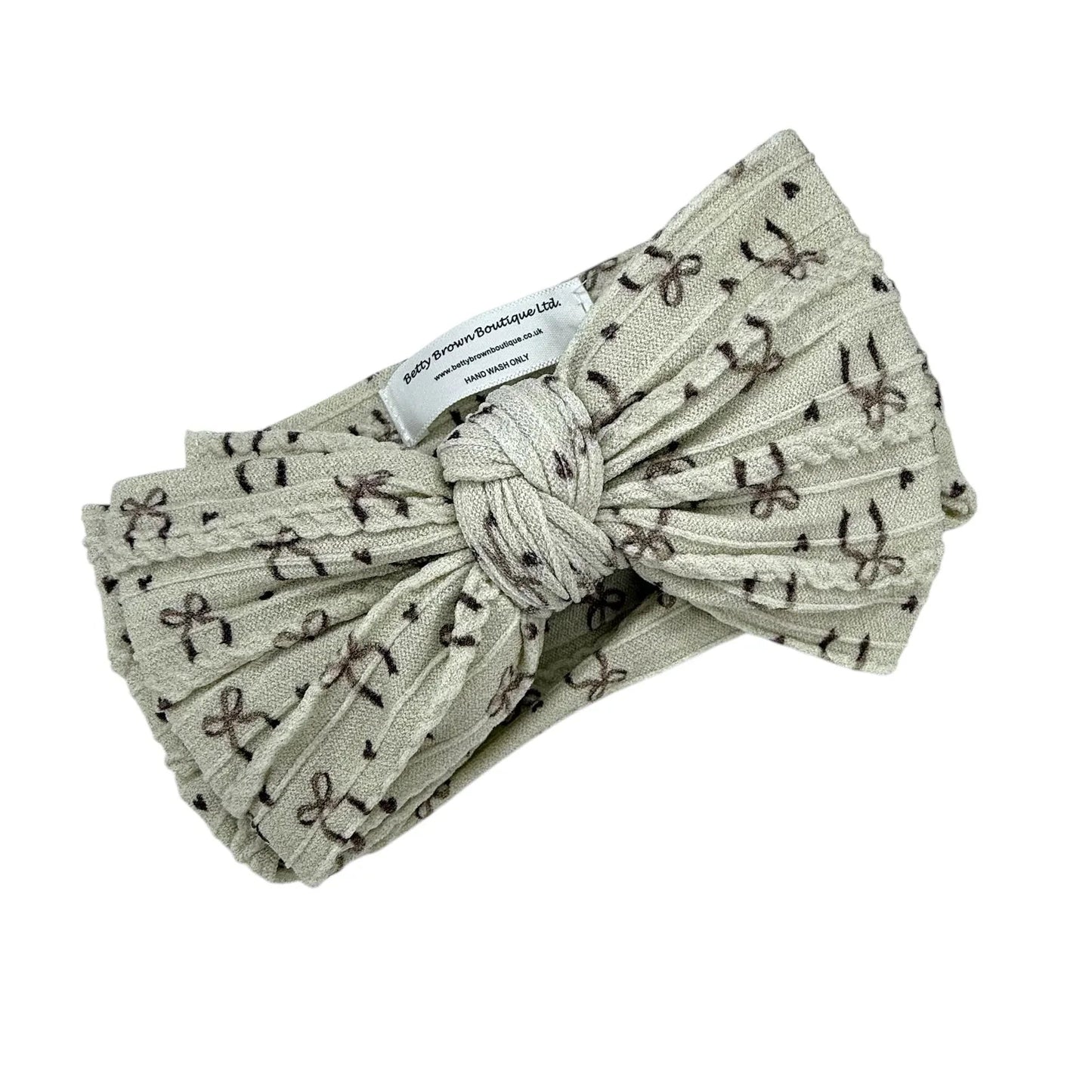 Neutral Bow Print Larger Bow Headband For Baby Girls - Image 1