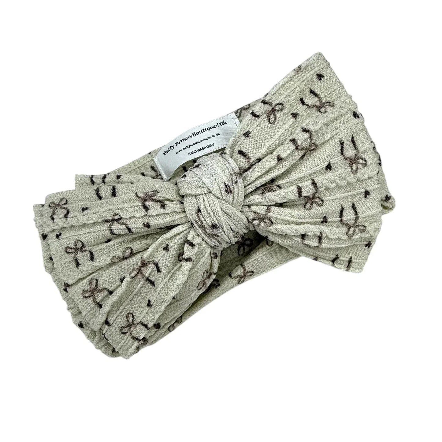Neutral Bow Print Larger Bow Headband For Baby Girls - Image 1