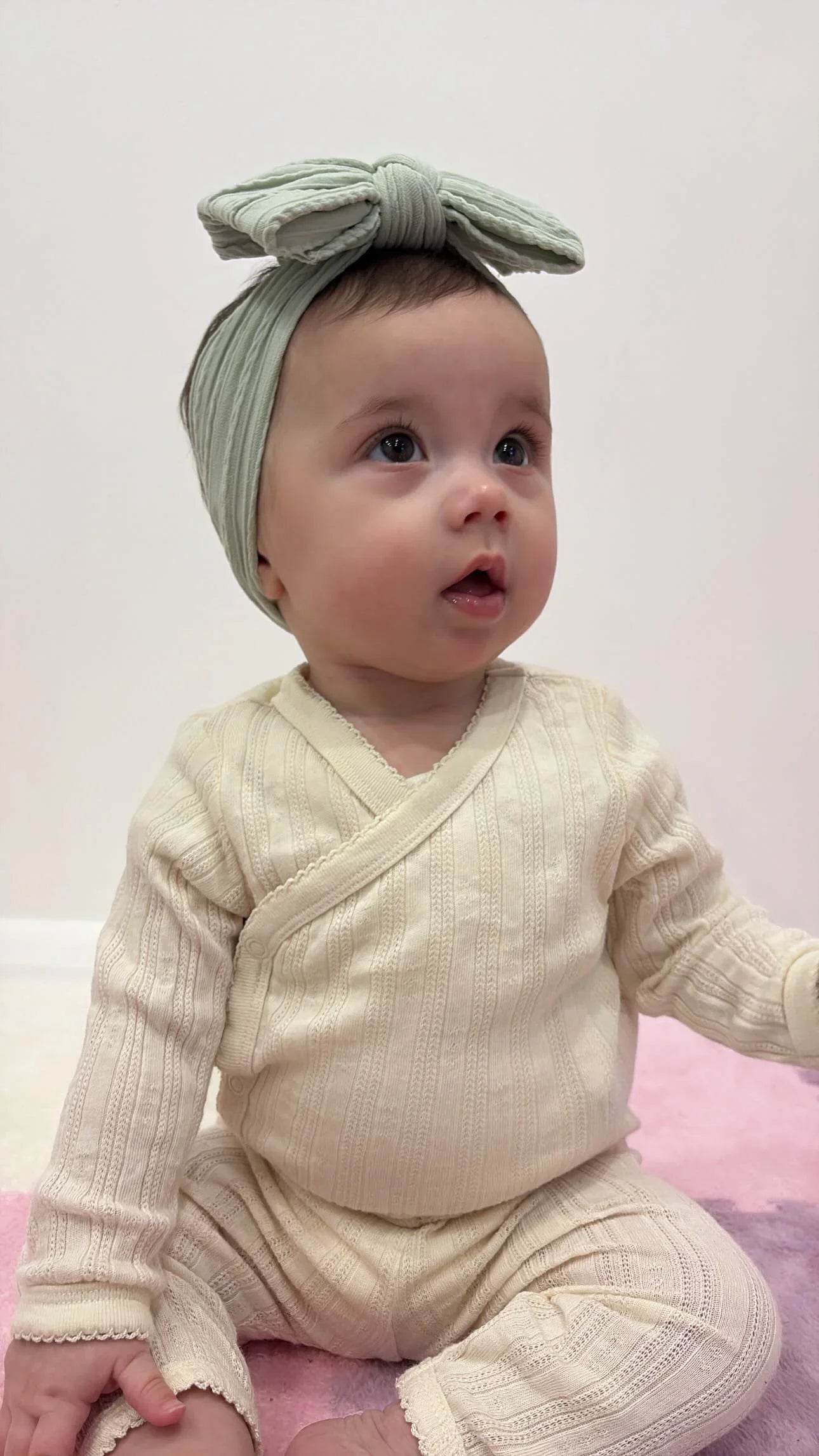 Olive Larger Bow Headband For Baby Girls From Newborn - Image 7