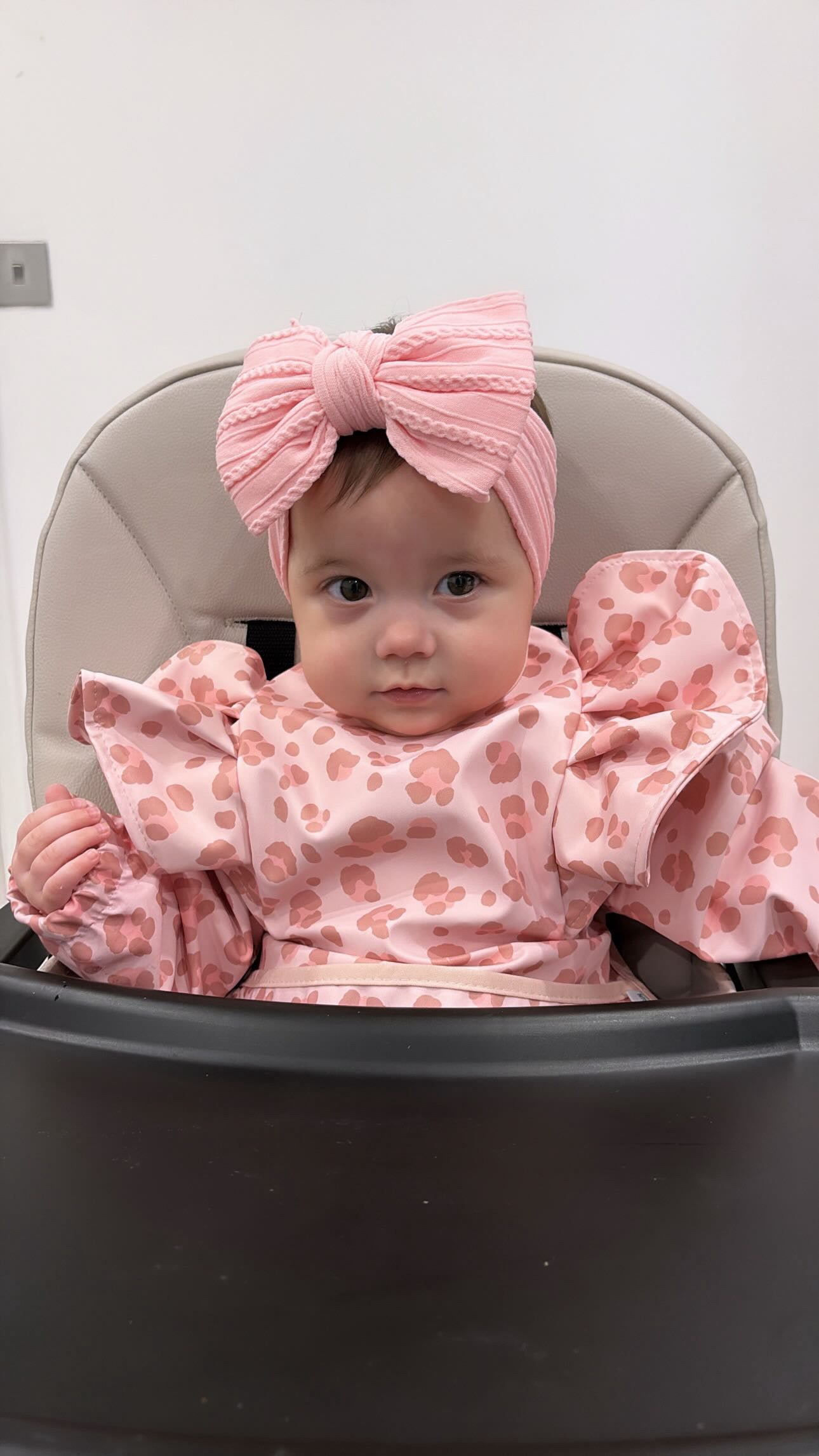 Pink Leopard Waterproof Bib with Sleeves For 6 - 36 Months - Image 6