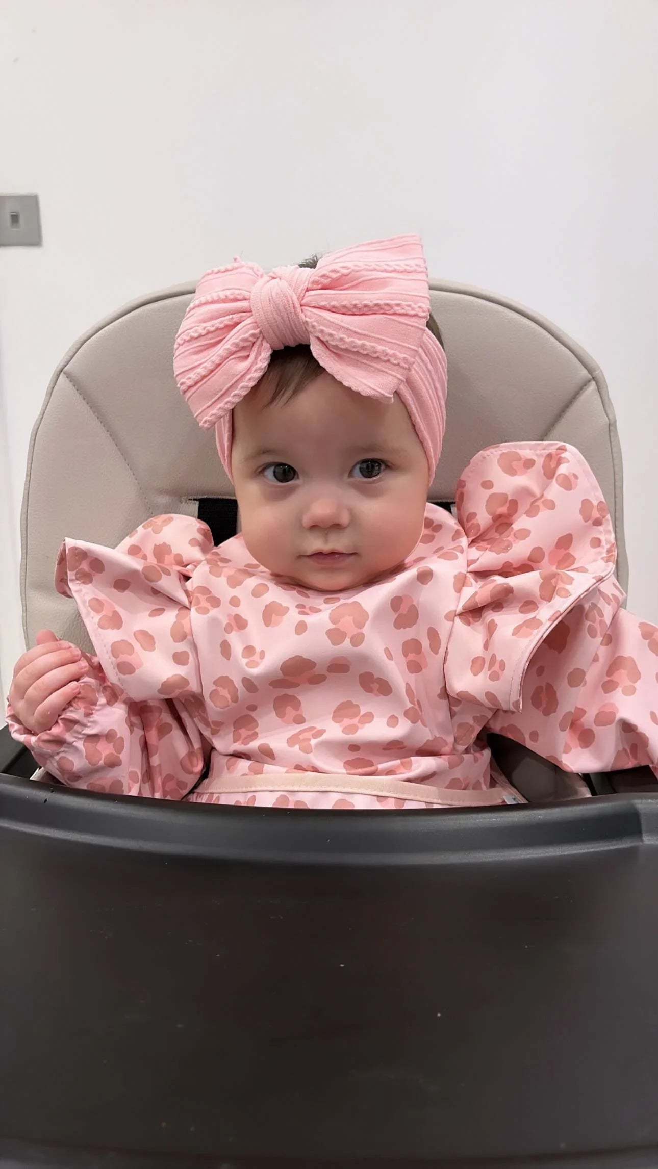 Pink Leopard Waterproof Bib with Sleeves For 6 - 36 Months - Image 6