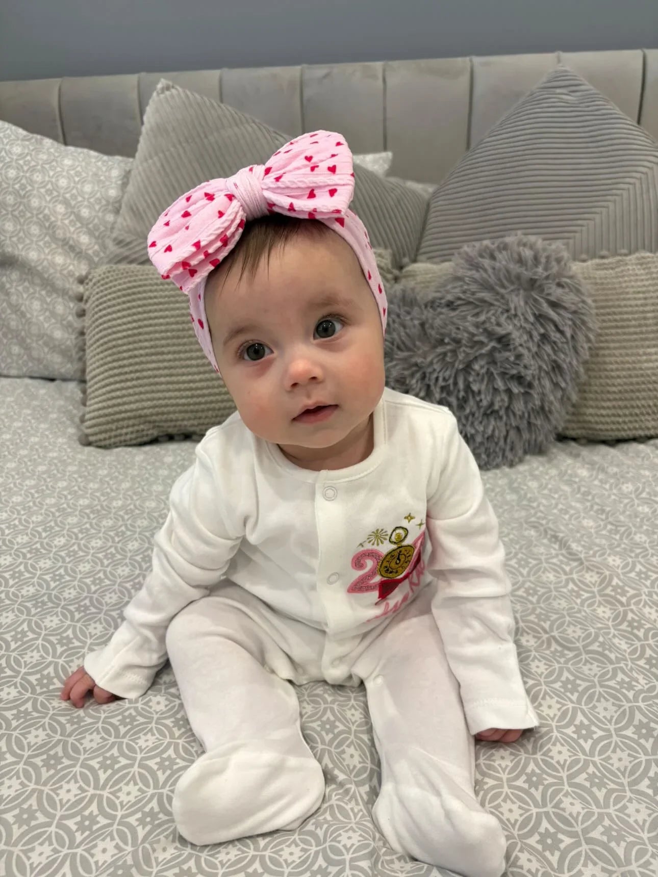 Pink & Red Heart Larger Bow Headband For Baby Girls - Image 8