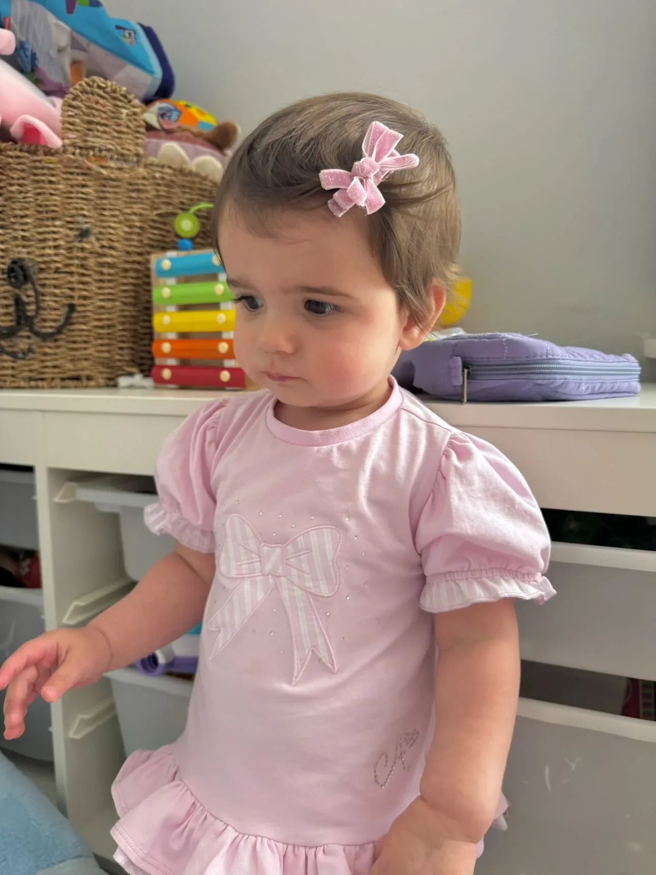 Pink Sparkle Pack of 10 My First 2 inch Bow Clips For Babies - Image 6