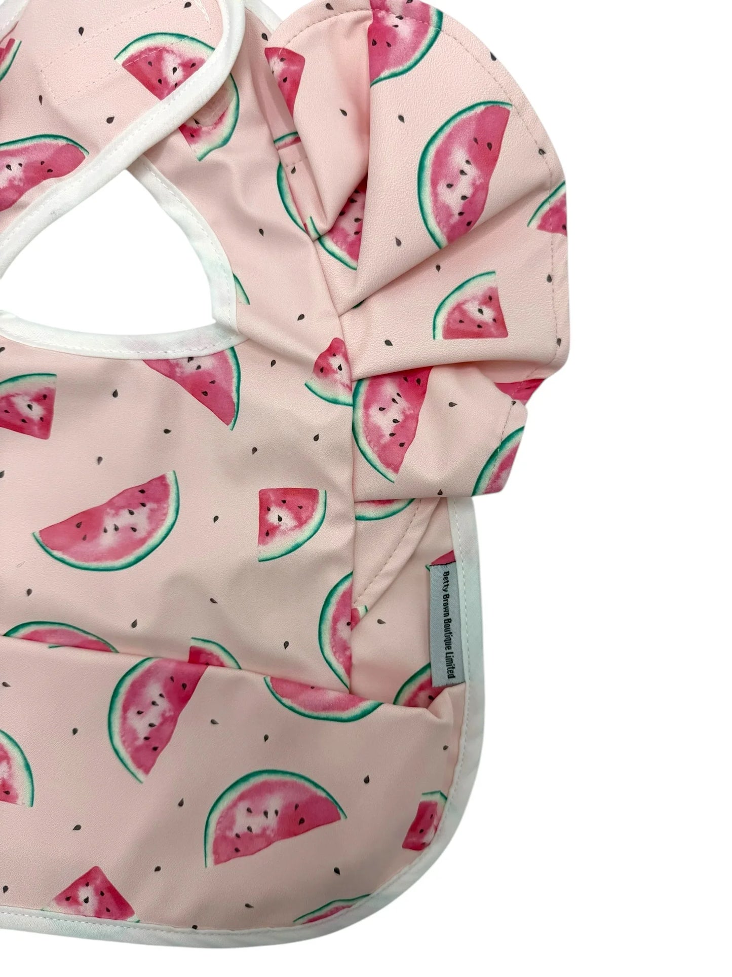 Pink Watermelon Print Frill Baby Bib For 6-18 Months Old - Image 2