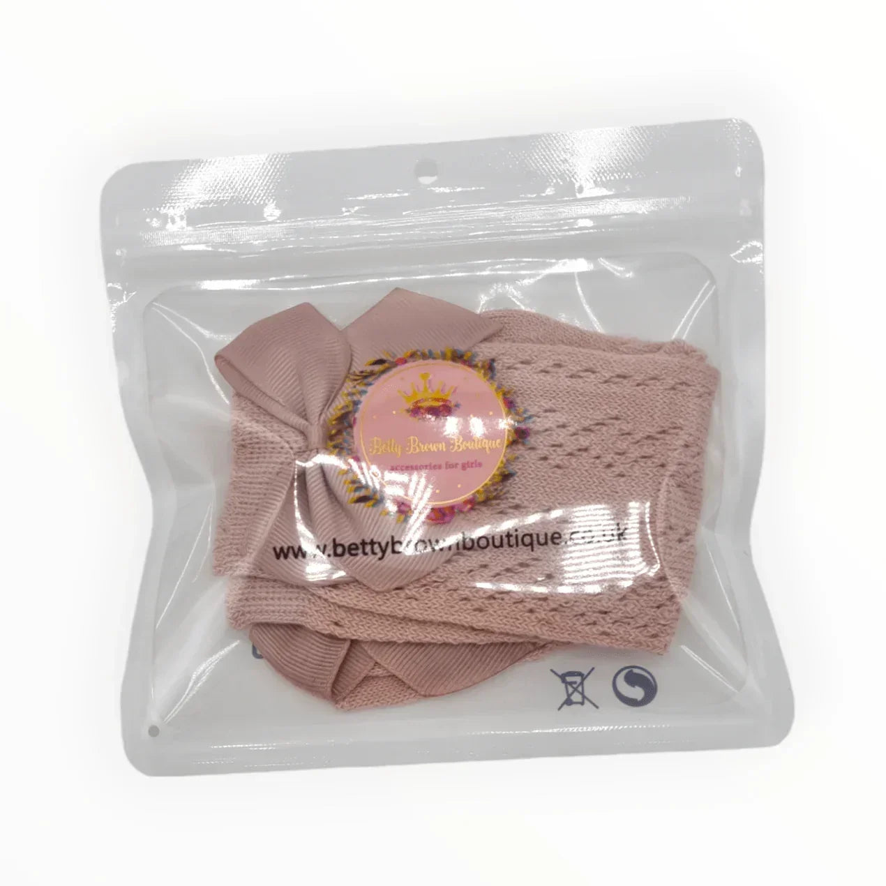 Primrose Pink Open Patterned Knee High Baby Socks With Bow - Image 3