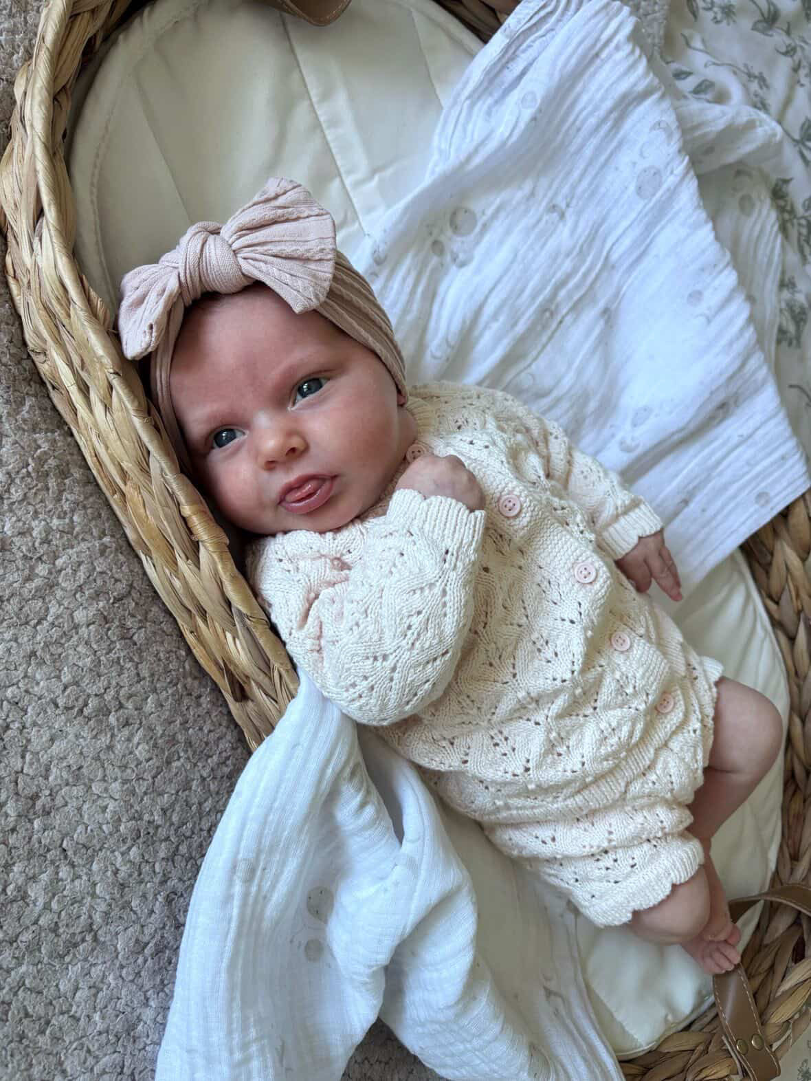 Primrose Pink Smaller Bow Headband For Babies From Newborn - Image 8