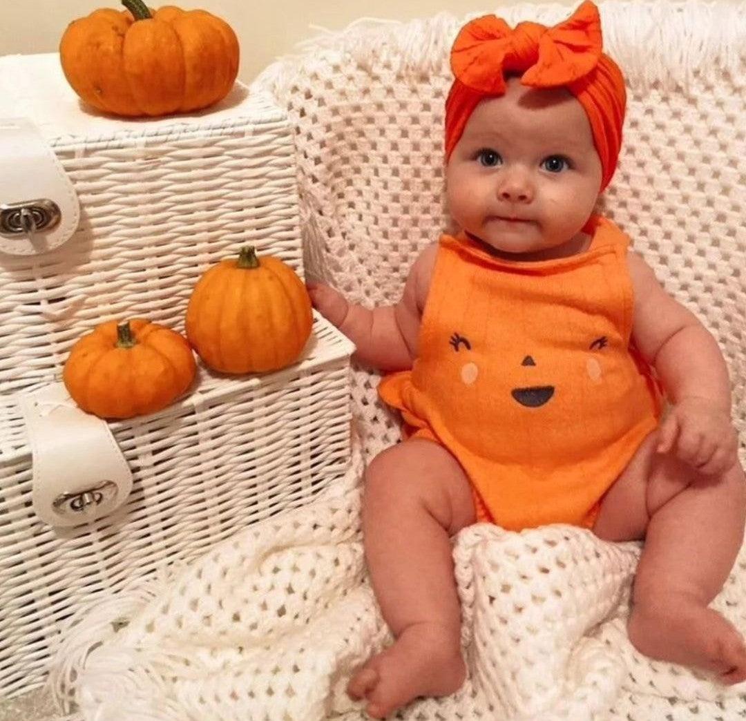 Pumpkin Orange Halloween Smaller Bow Headband For Babies - Image 2
