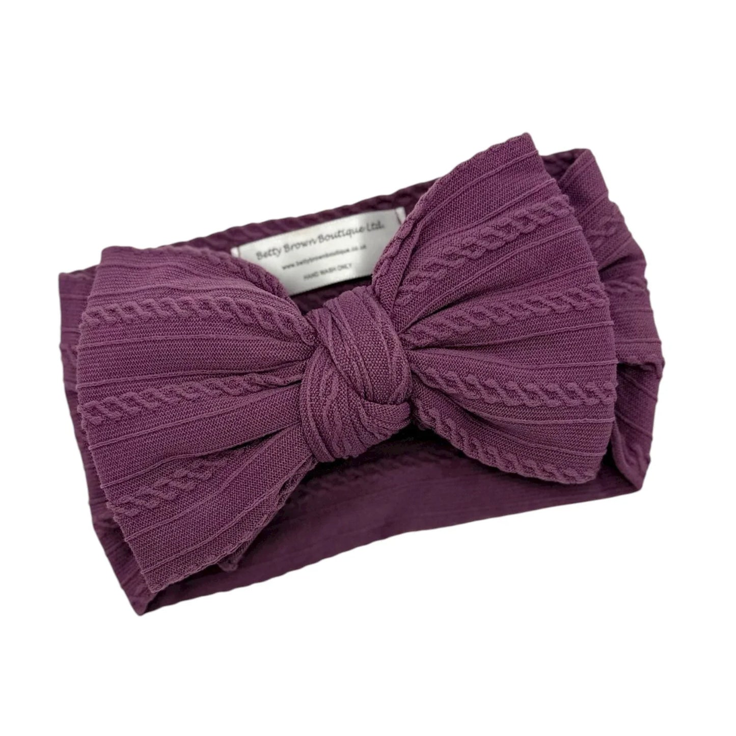 Purple Larger Bow Headband Designed For Newborns to Age 3 - Image 1