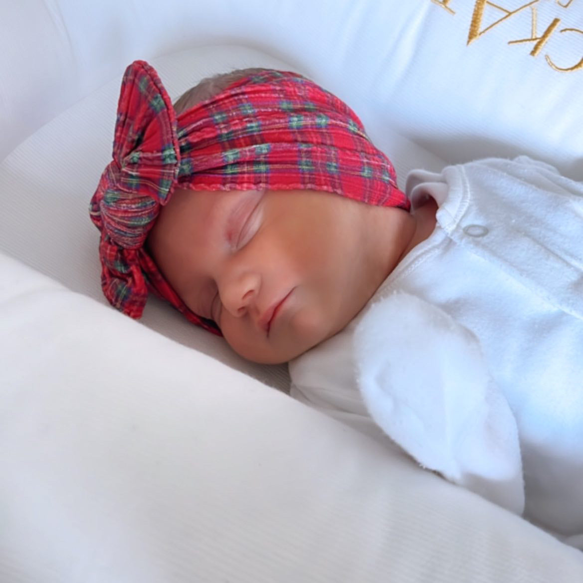 Christmas Red Tartan Smaller Bow Headband For Baby Girls - Image 3