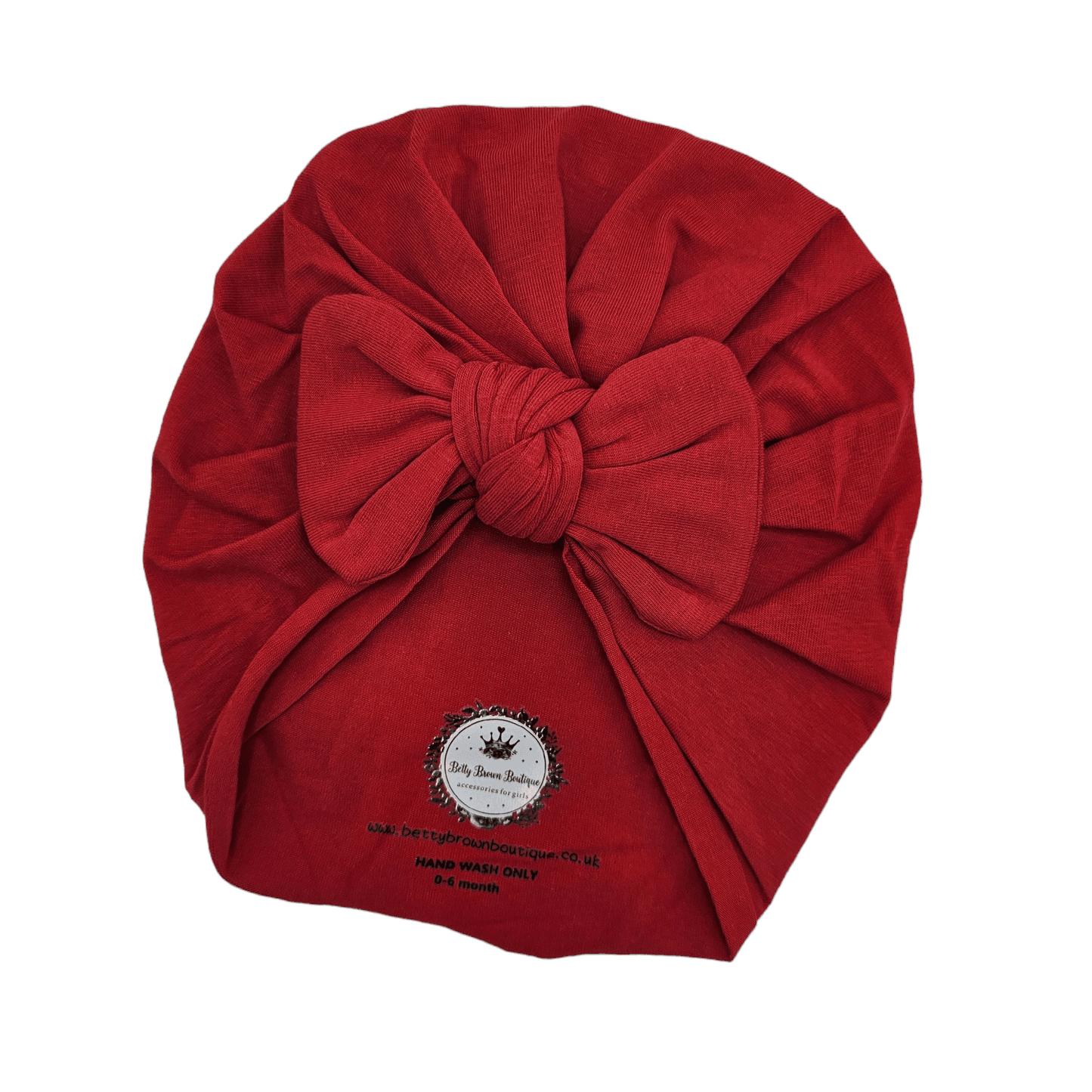 Red Turban Bow Hat With Bow for Newborns to 6 Months old - Image 2