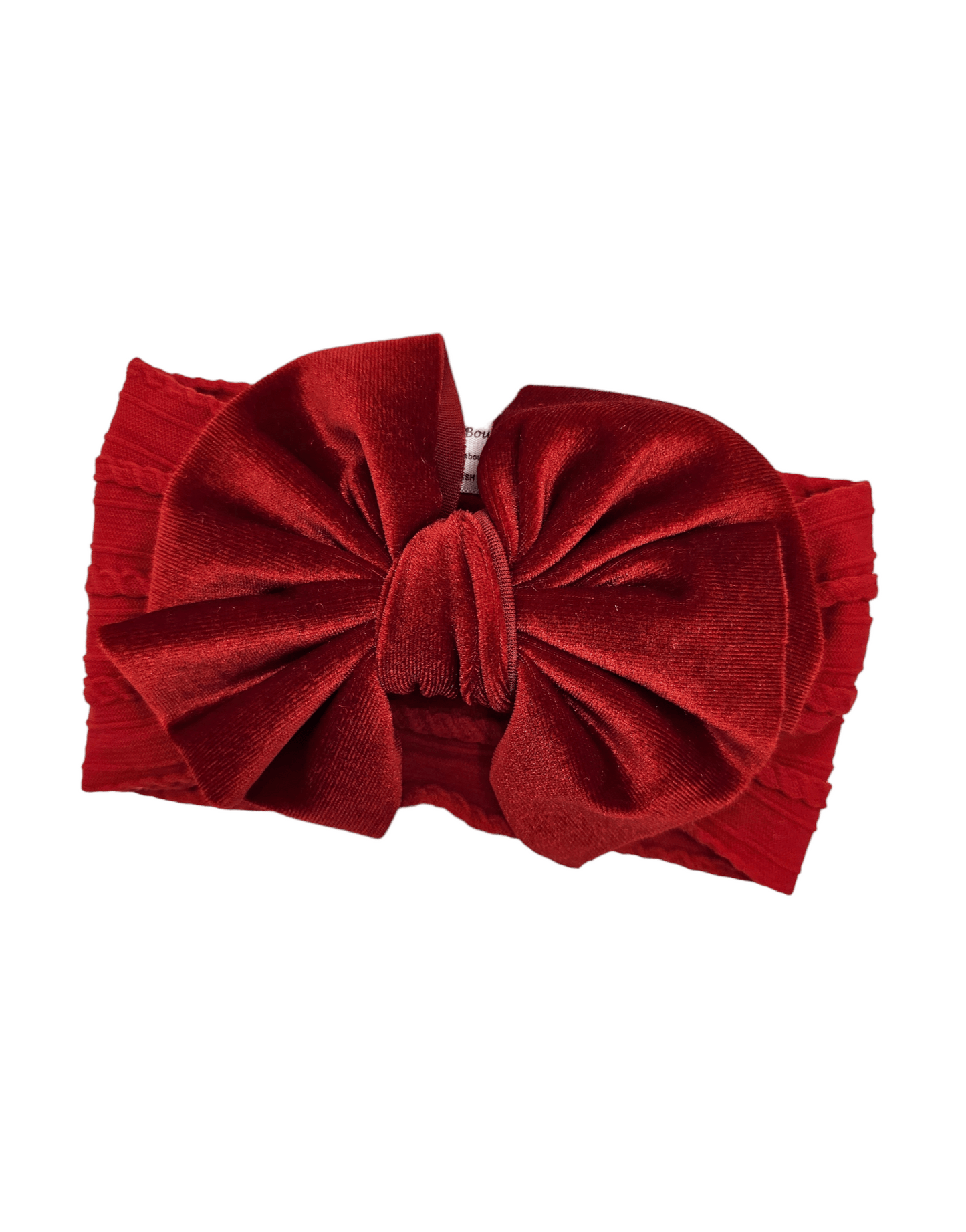 Christmas Red Velvet Larger Bow Headband For Baby Girls - Image 2