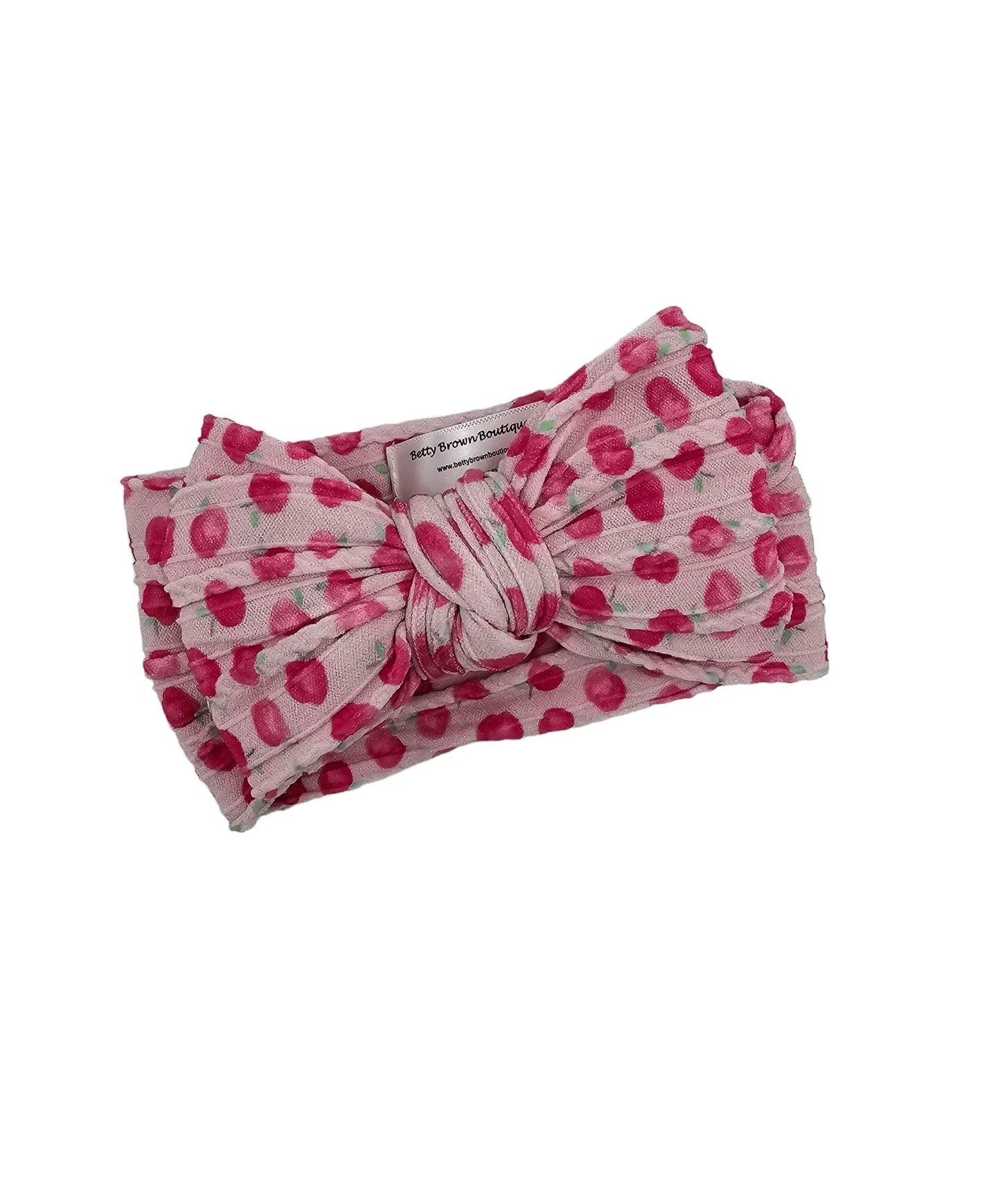 Apple Print Larger Bow Cable Knit Headwrap - Betty Brown Boutique Ltd